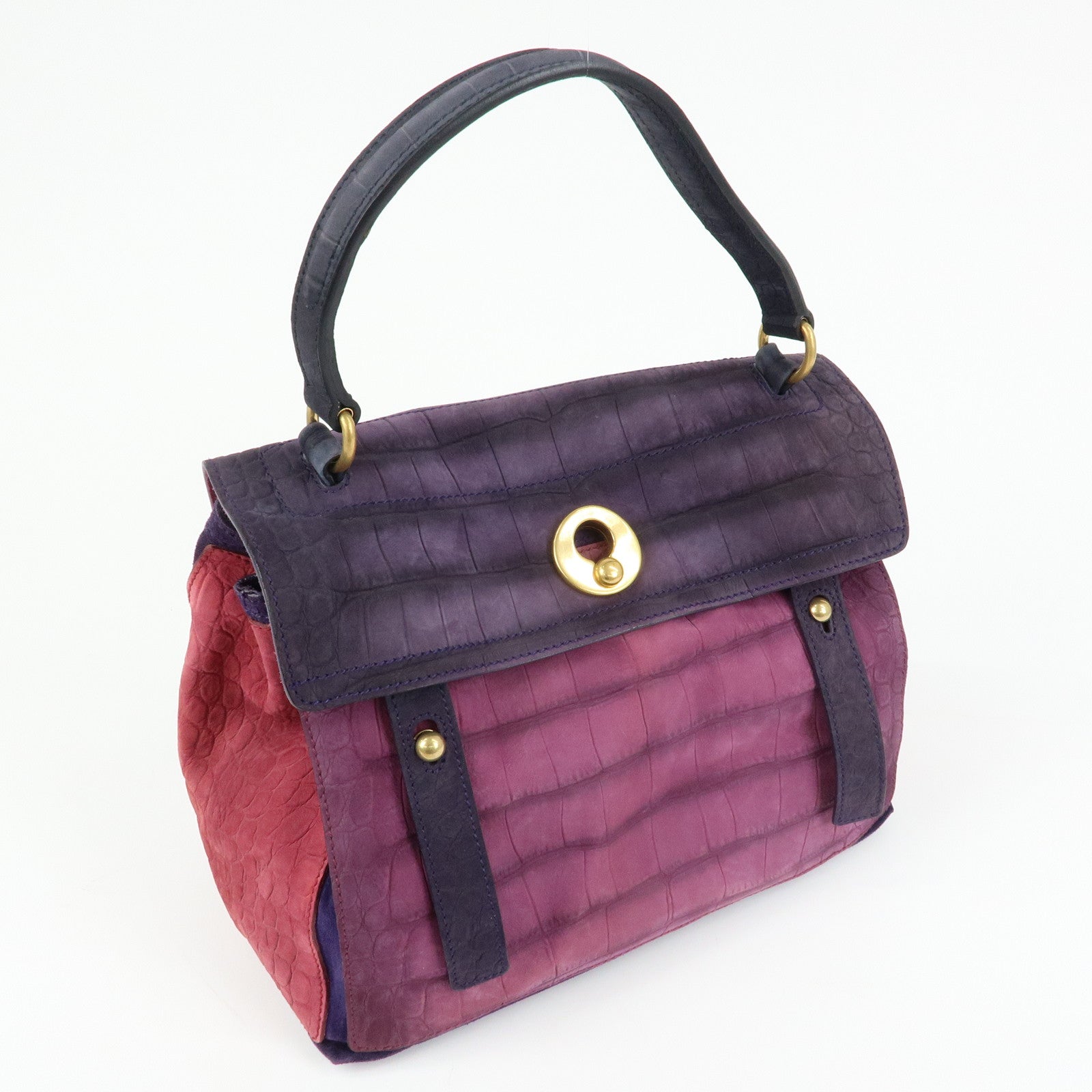 SAINT LAURENT PARIS Muse Two Suede Leather 2way Bag Purple Pink