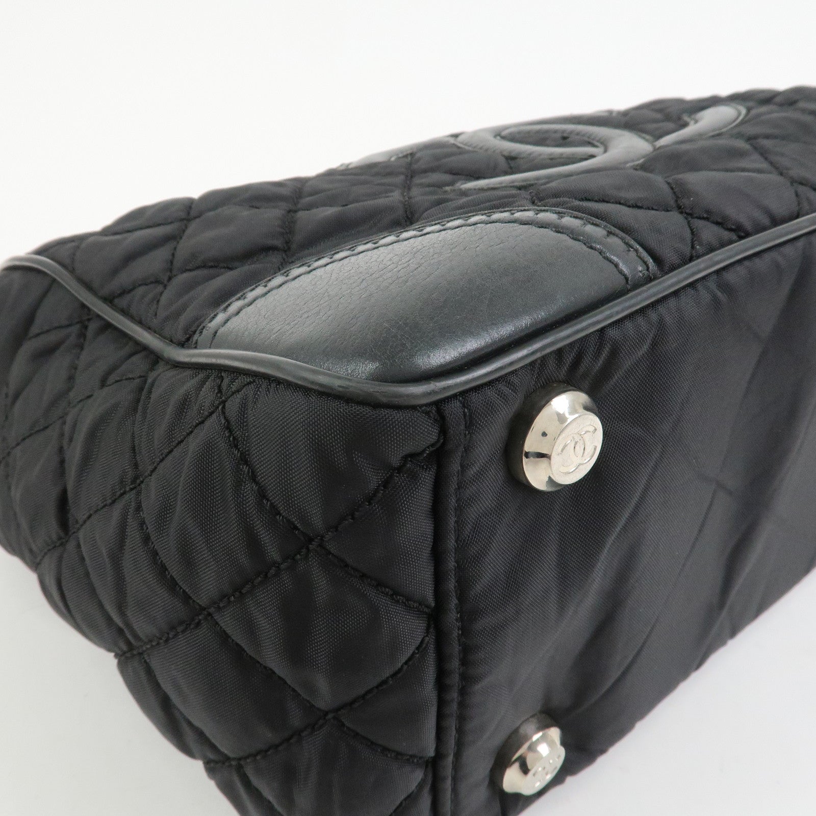 CHANEL Paris New York COCO Mark Nylon Leather Tote Bag Black A33100