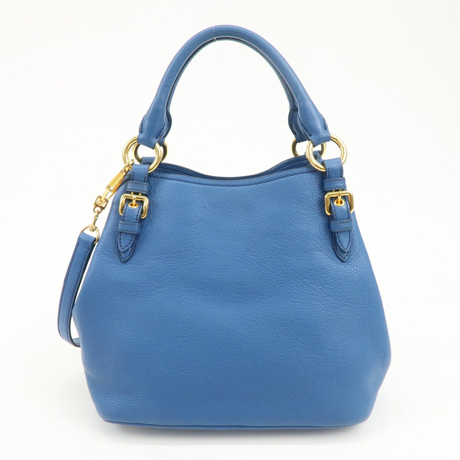MIU MIU Madras Leather 2Way Shoulder Bag Hand Bag Blue RN0886