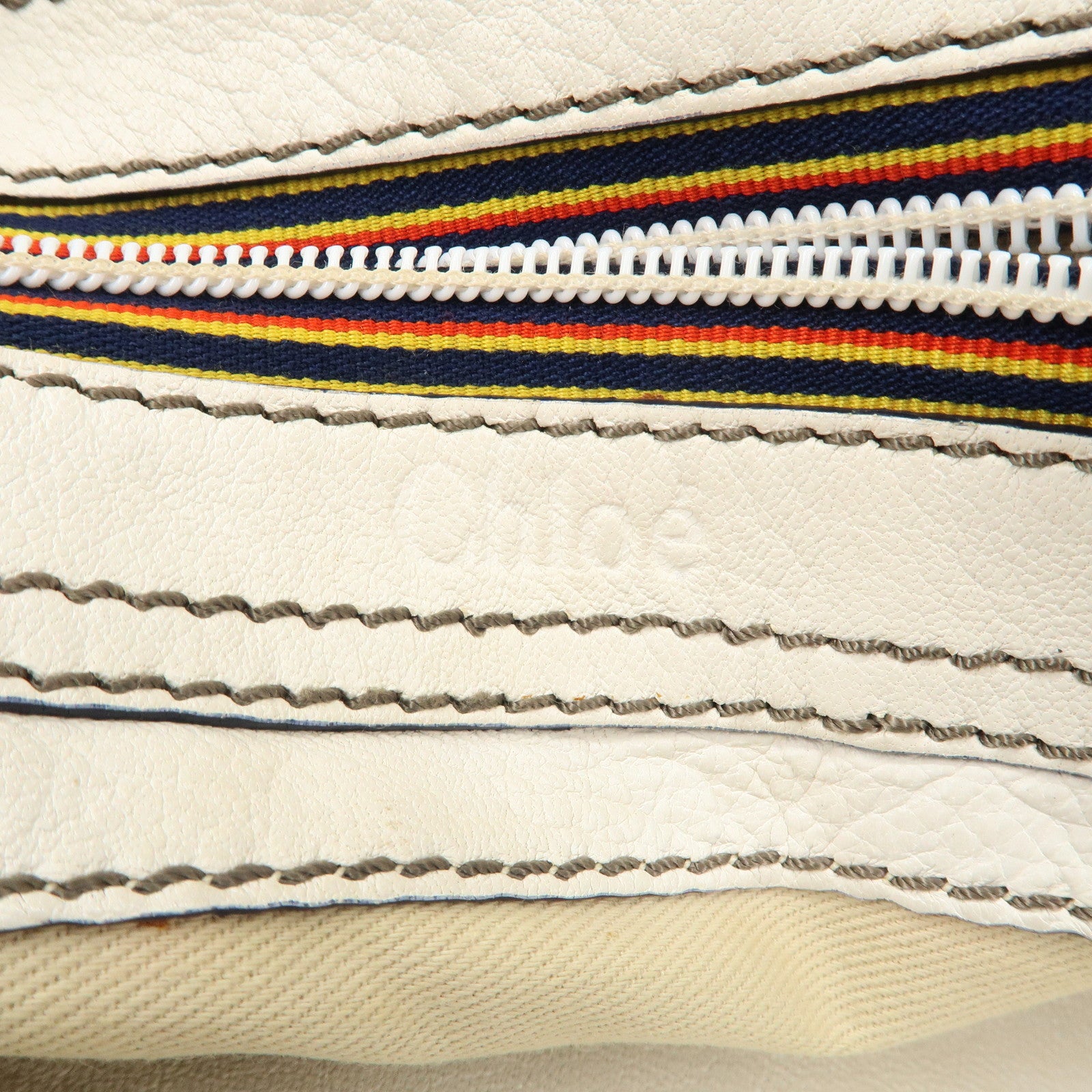 Chloe Patsy Studs Logo Leather Tote Bag Shoulder Bag Ivory