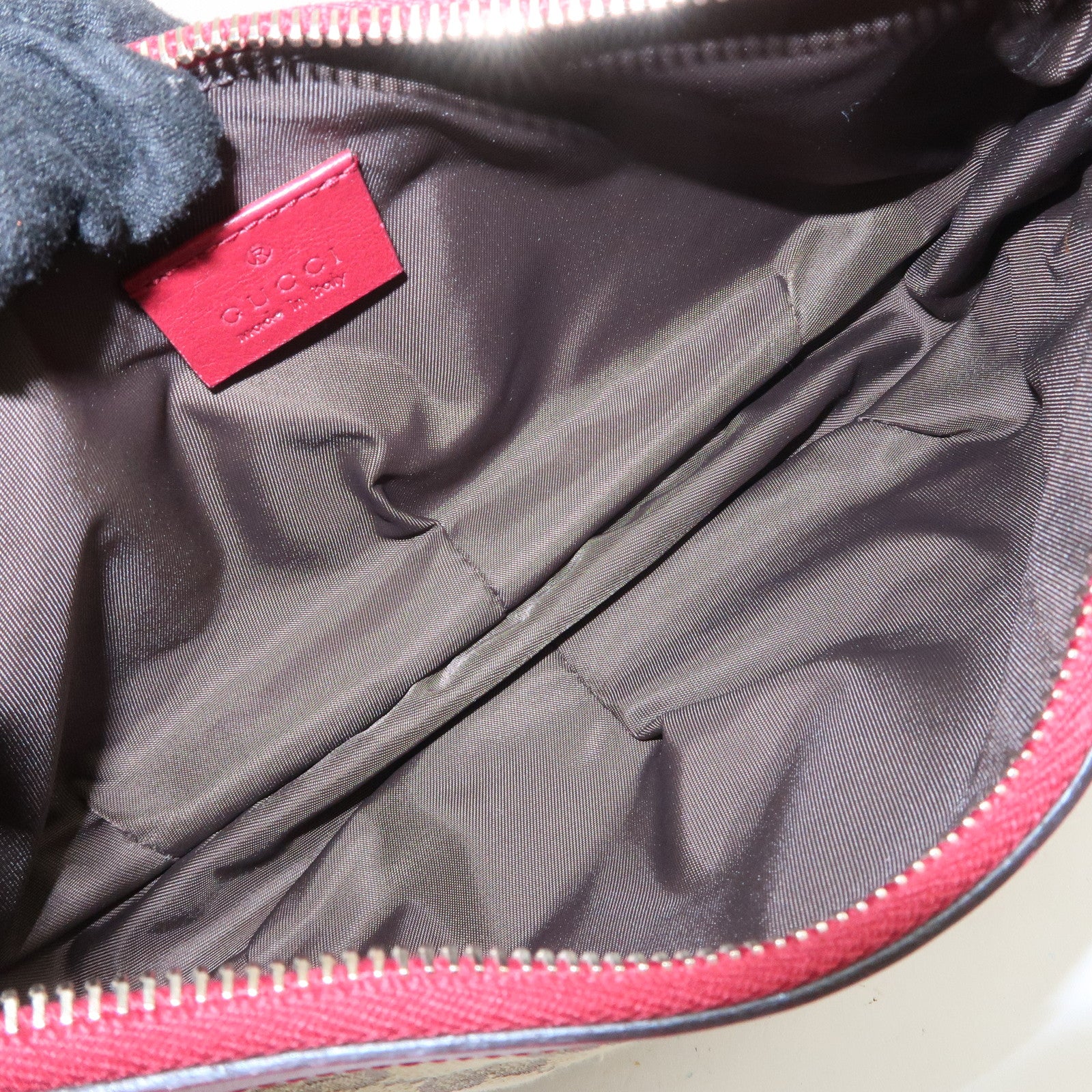 GUCCI Lovely Heart GG Monogram Canvas Leather Hand Bag Brown 245938