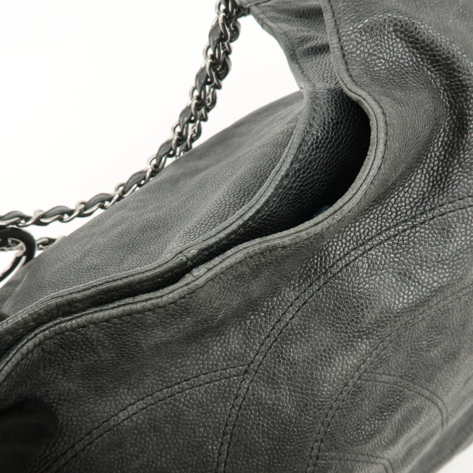 CHANEL COCO Cabus GM Caviarskin Chain Shoulder Bag Black A33450 Used