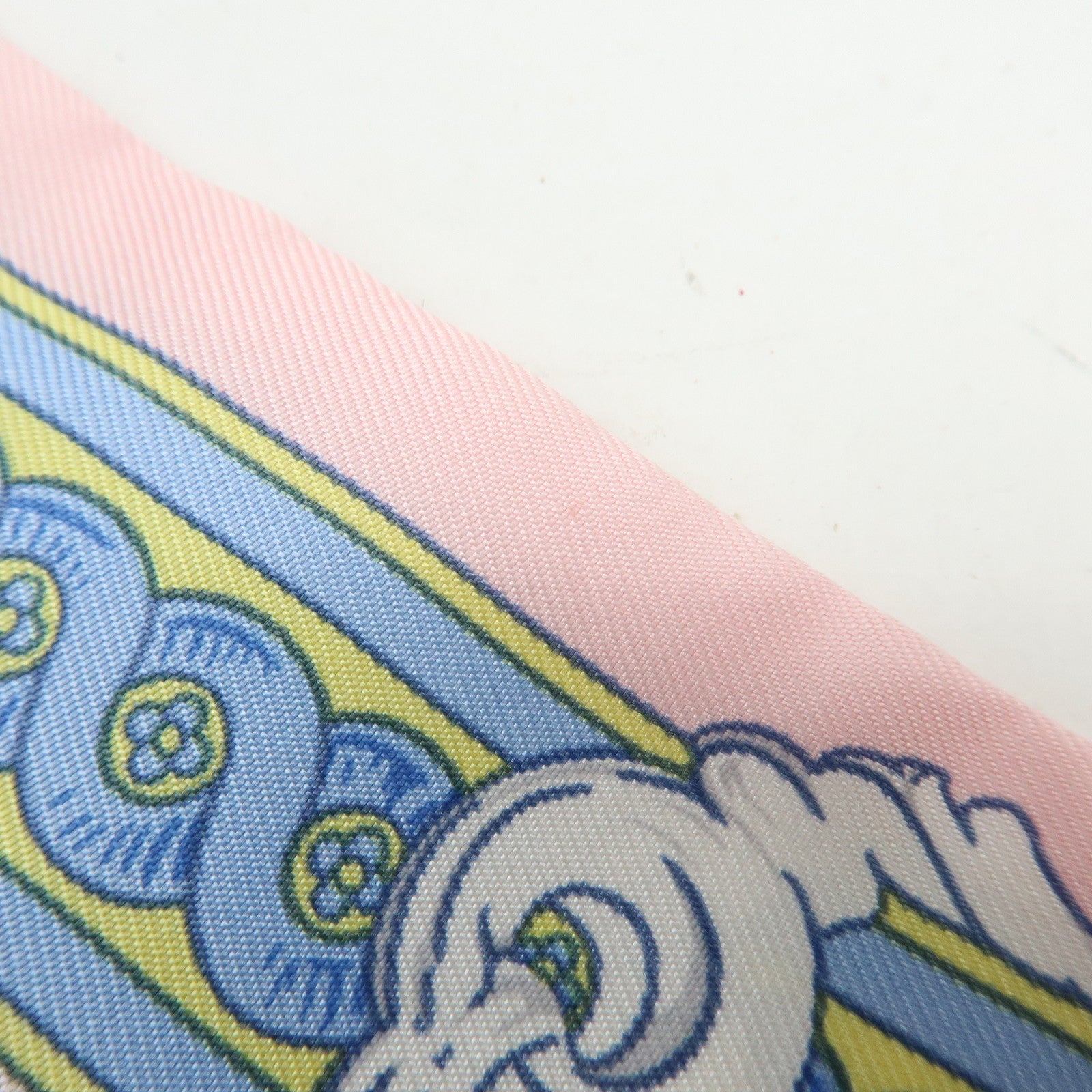 HERMES Silk 100% Twilly BRIDE DE COUR Pink Light Blue