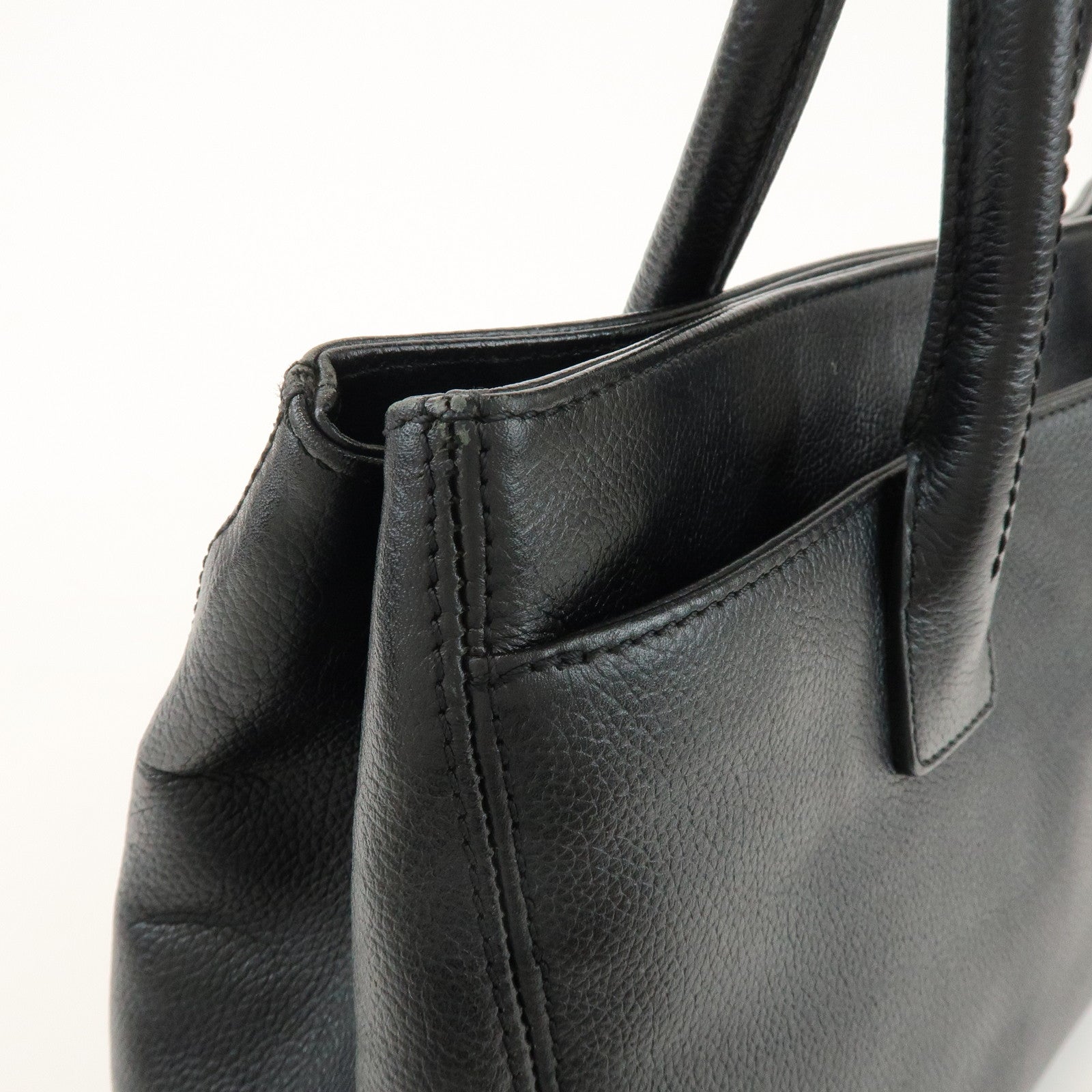 CHANEL 2.55 Calf Leather Executive Tote Bag Hand Bag Black