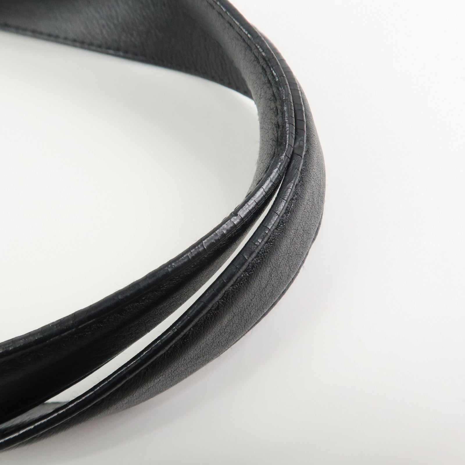 Ferragamo Gancini Leather Wood Shoulder Bag Hand Bag Black