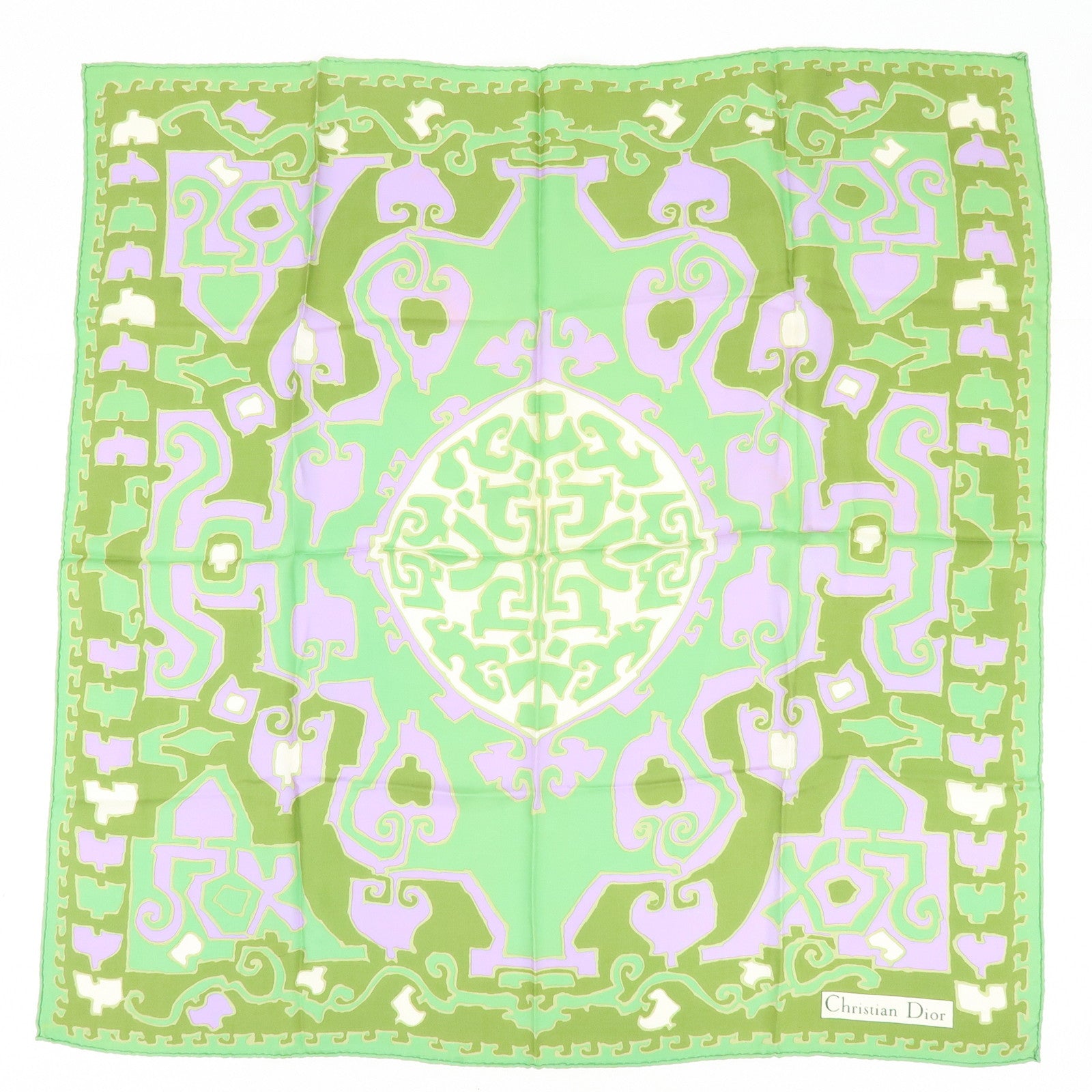 Christian Dior Set of 2 Silk 100% Scarf Sheer Brown Green