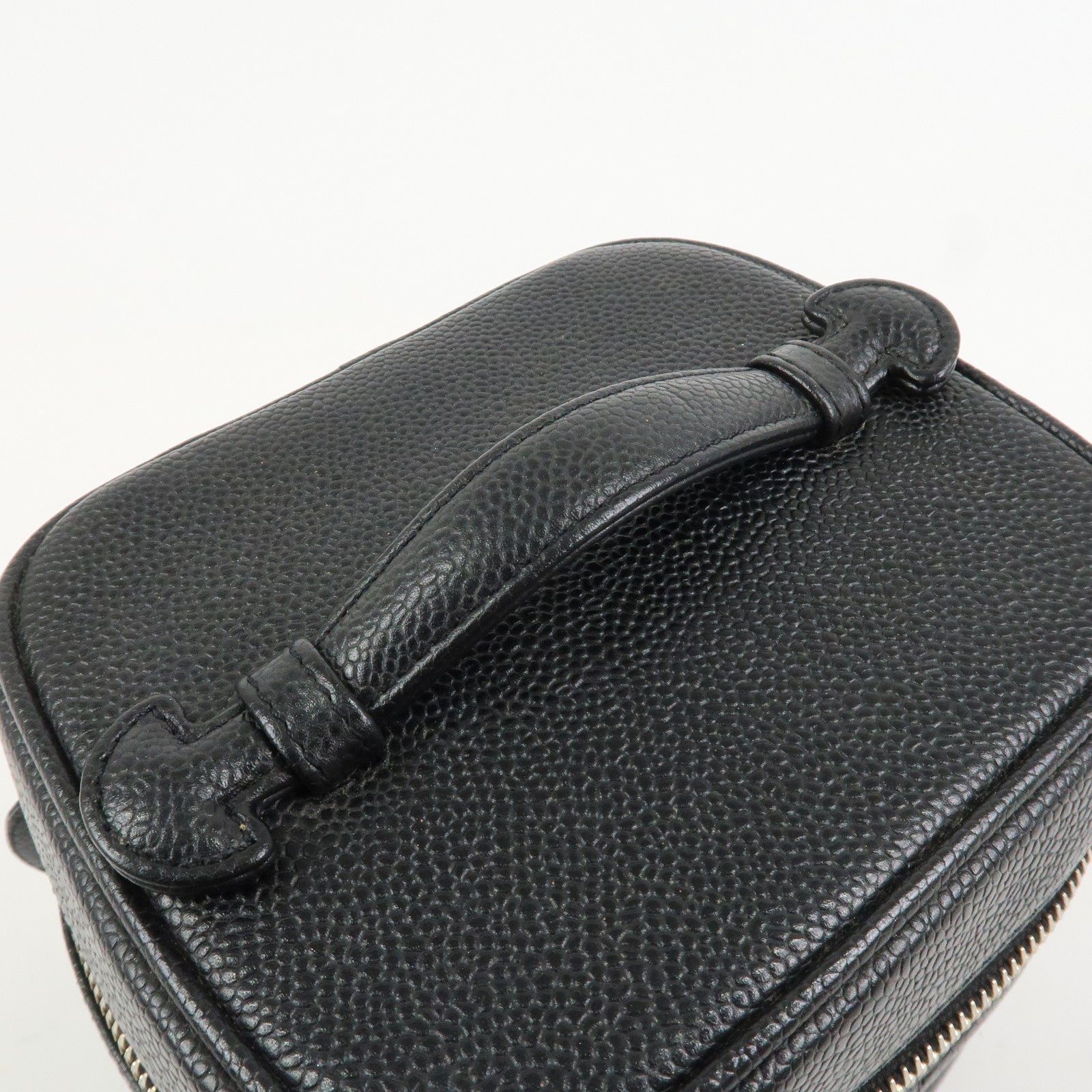 CHANEL COCO Mark Caviaskin Vanity Bag Makeup Bag Hand Bag A01998