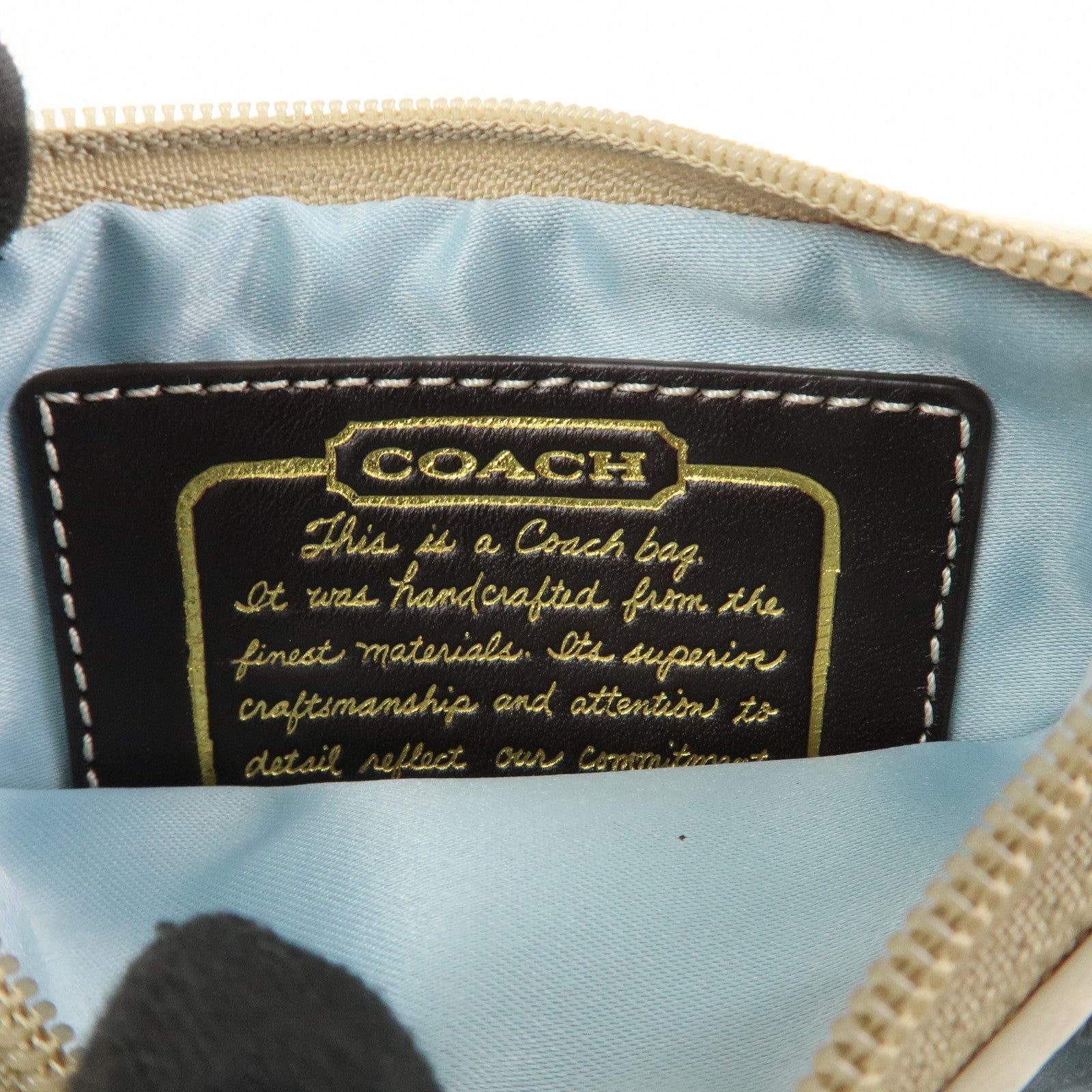 COACH Signature Set of 3 Silk Canvas Leather Hand Bag Pouch Pink