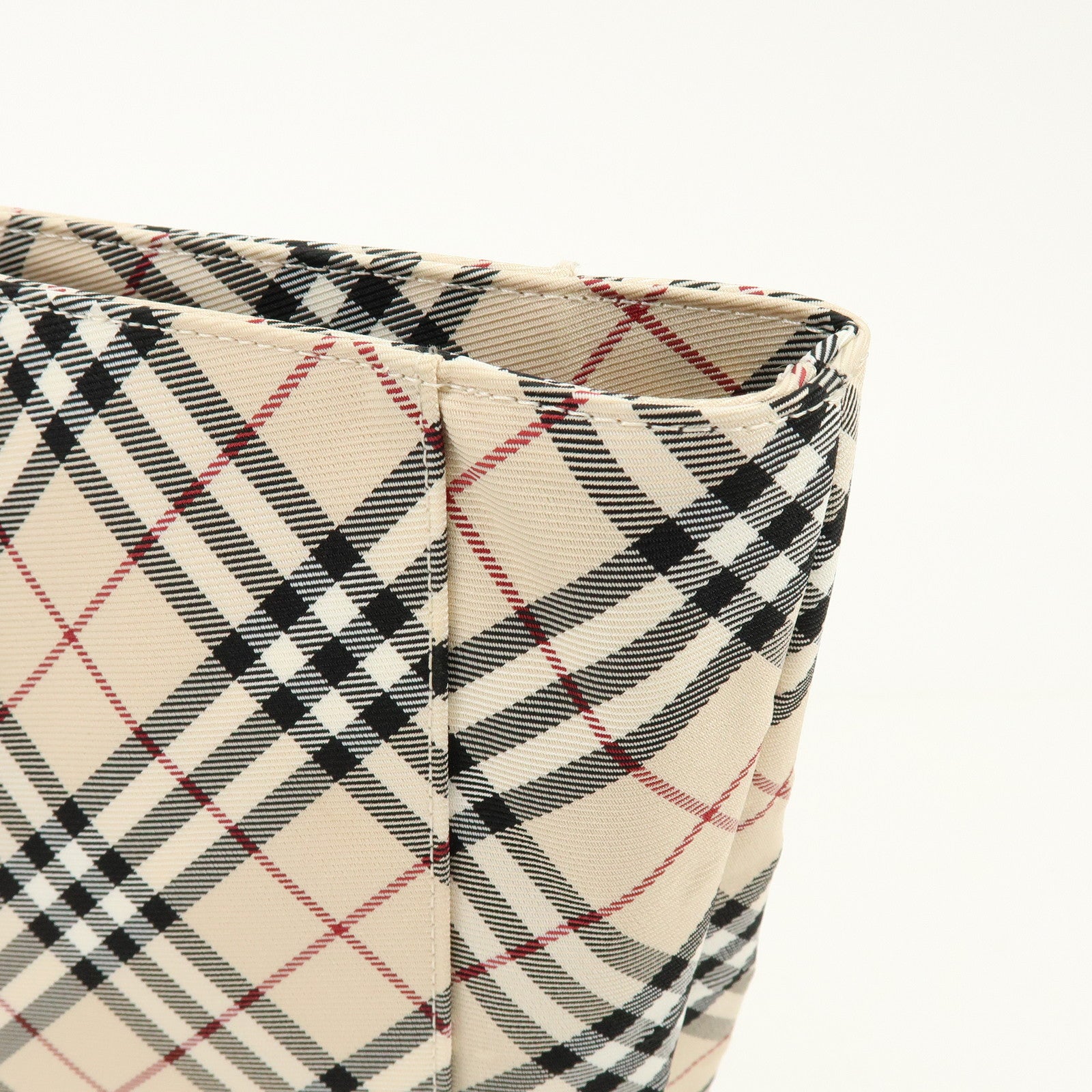 BURBERRY Blue Label Nova Plaid Nylon Leather Tote Bag Beige Red