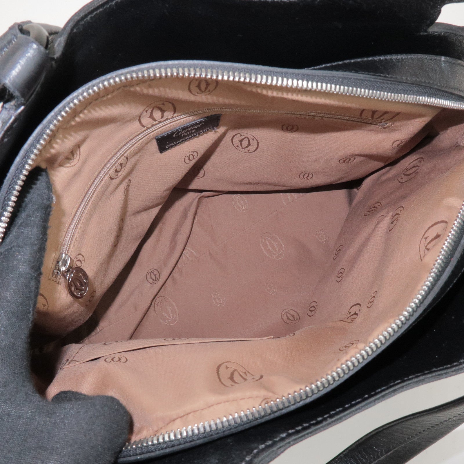 Cartier Must de Cartier Leather Hand Bag Tote Bag Black