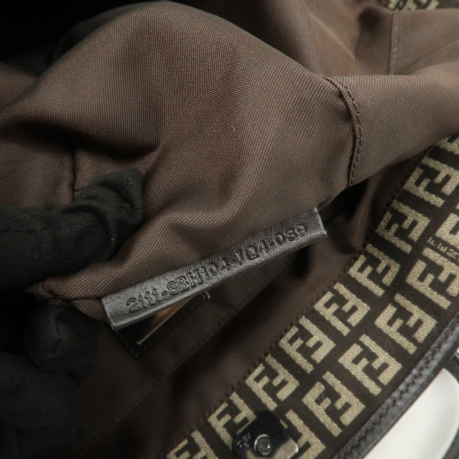 FENDI Zucchino Canvas Leather Tote Bag Beige Brown 8BH104