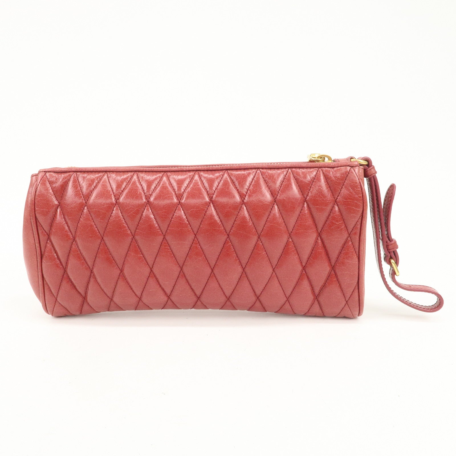 MIU MIU Matelasse Leather MI Clutch Bag Pink 5N1455