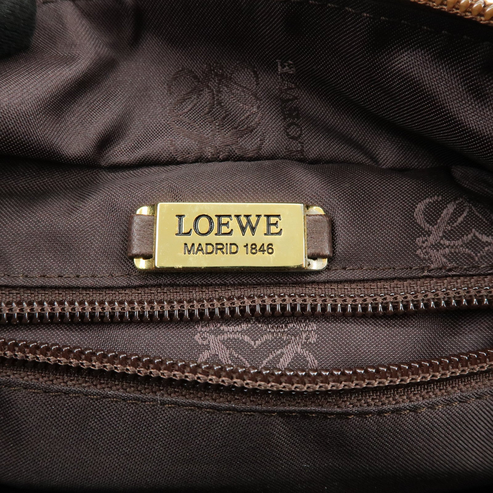 LOEWE Anagram Nappa Leather Hand Bag Mini Boston Bag Brown
