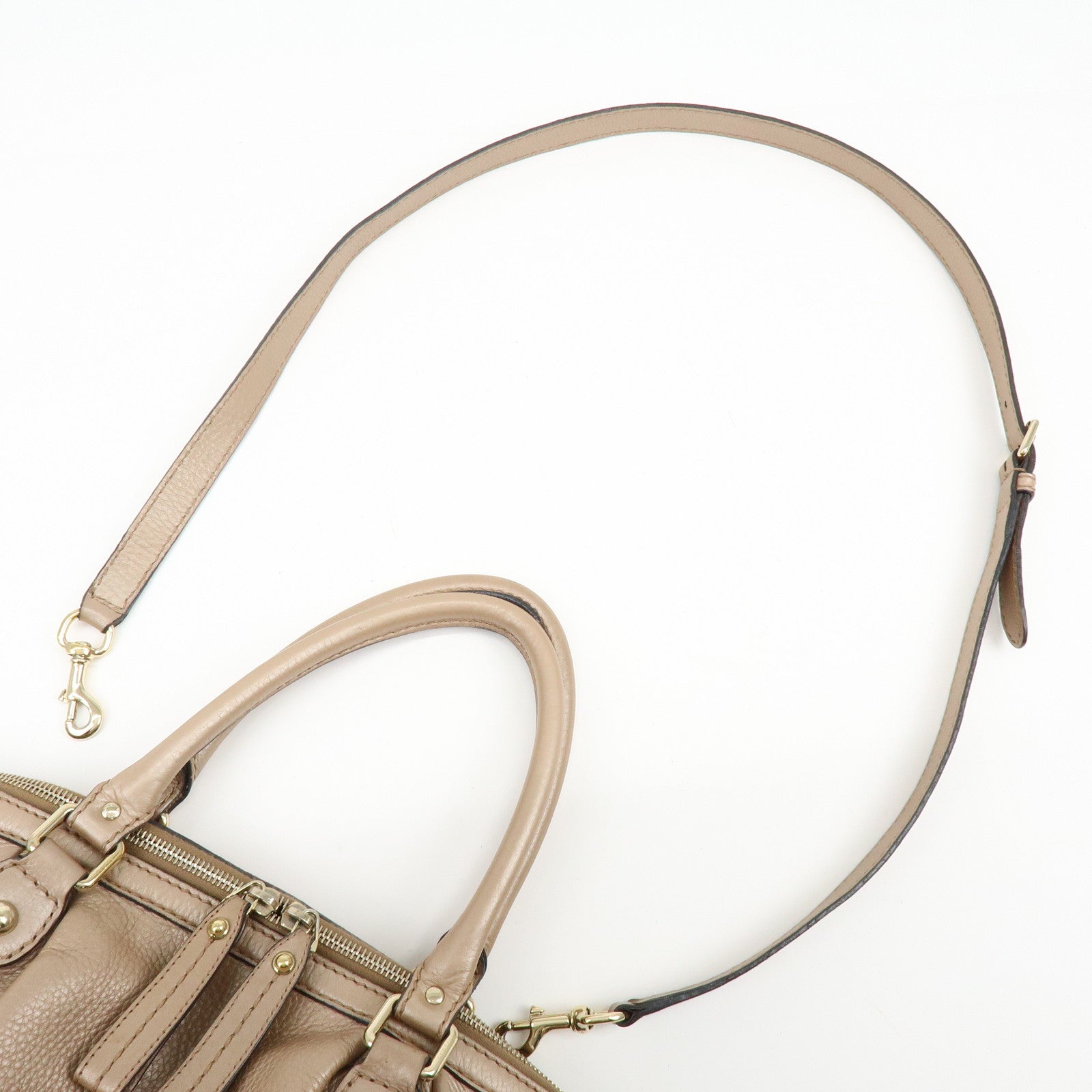 GUCCI Sukey Interlocking G Leather 2Way Bag Champagne Gold 247902