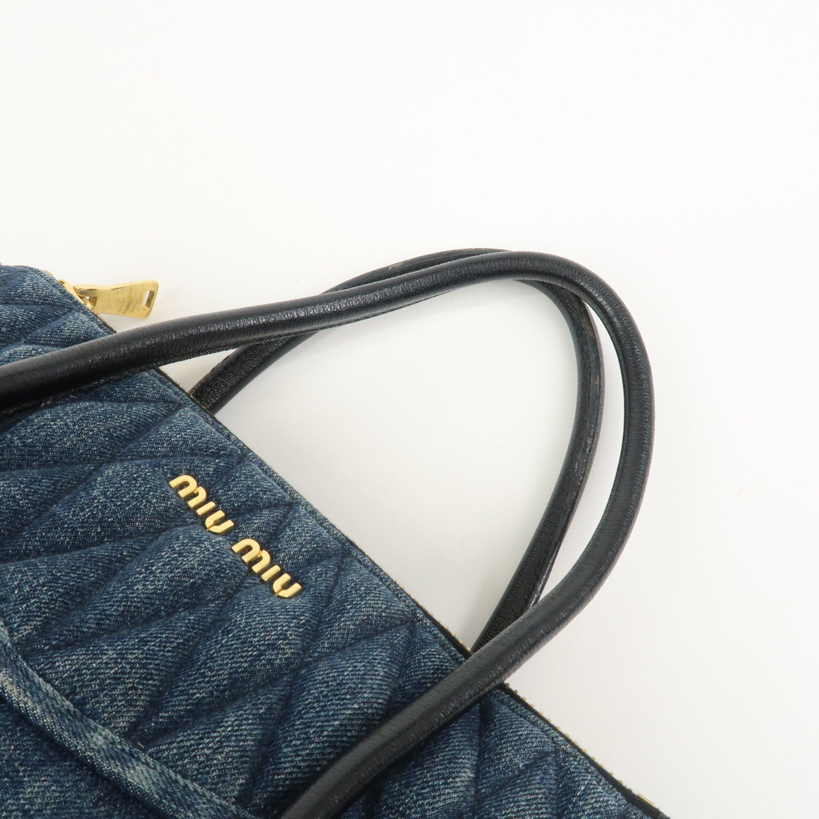 MIU MIU Biker Denim 2Way Hand Bag Shoulder Bag Blue RN1031