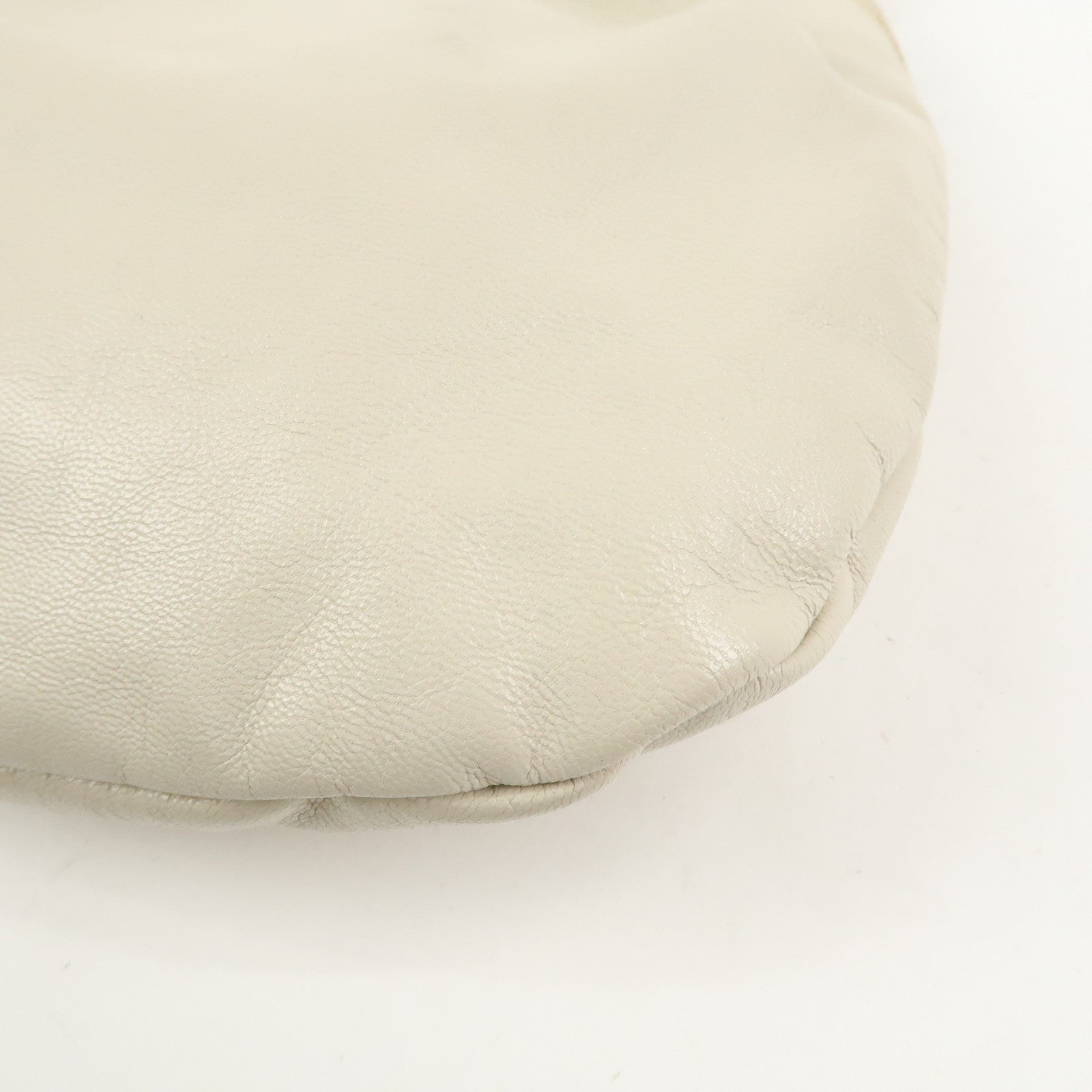 GUCCI Bamboo Leather Studs Shoulder Bag Hand Bag Ivory 124297