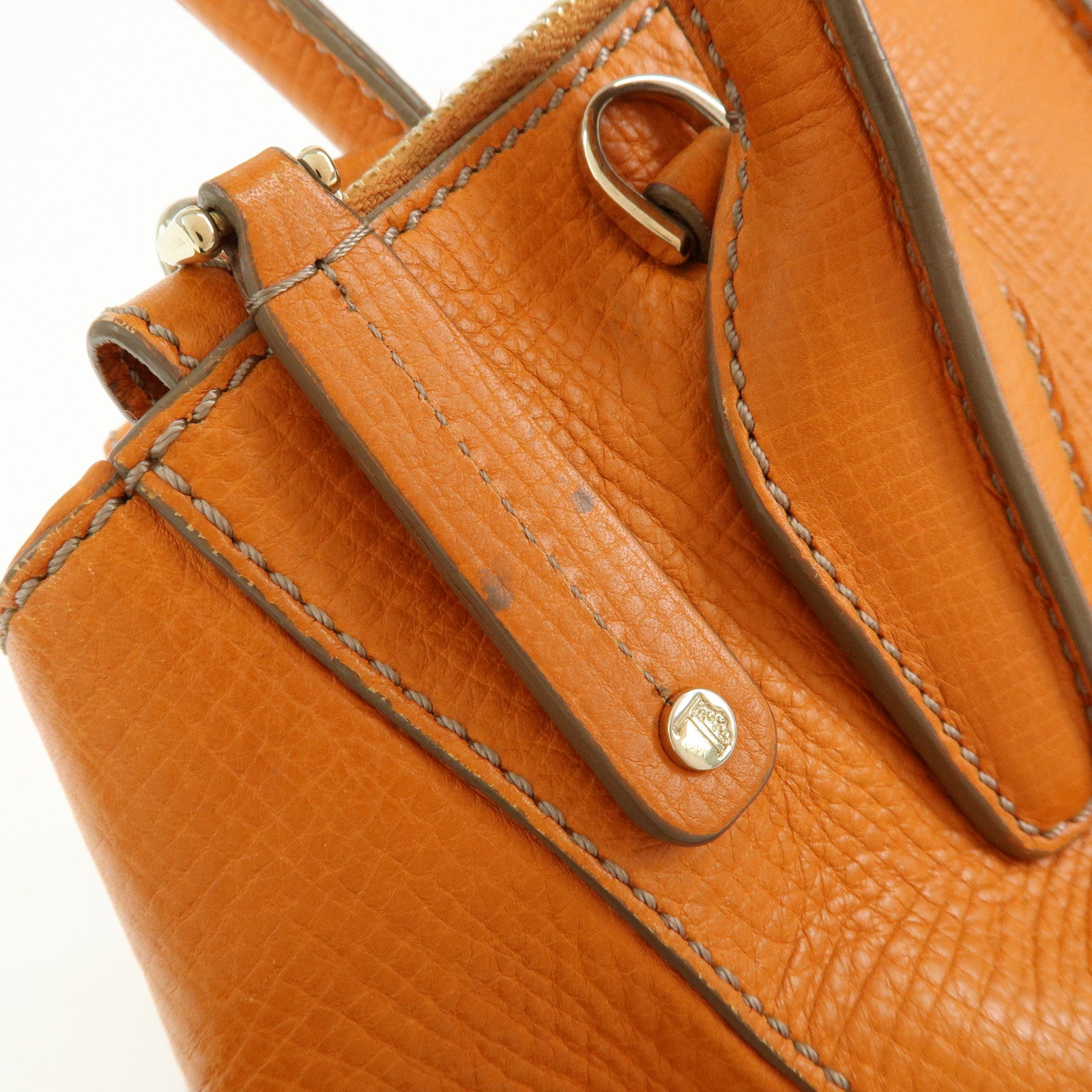 TOD'S D Styling Leather 2Way Bag Hand Bag Shoulder Bag Orange