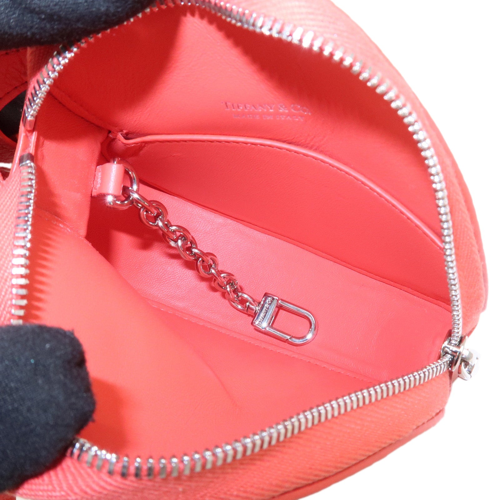 Tiffany & Co Return to Tiffany Leather Pouch Wristlet Bag Red