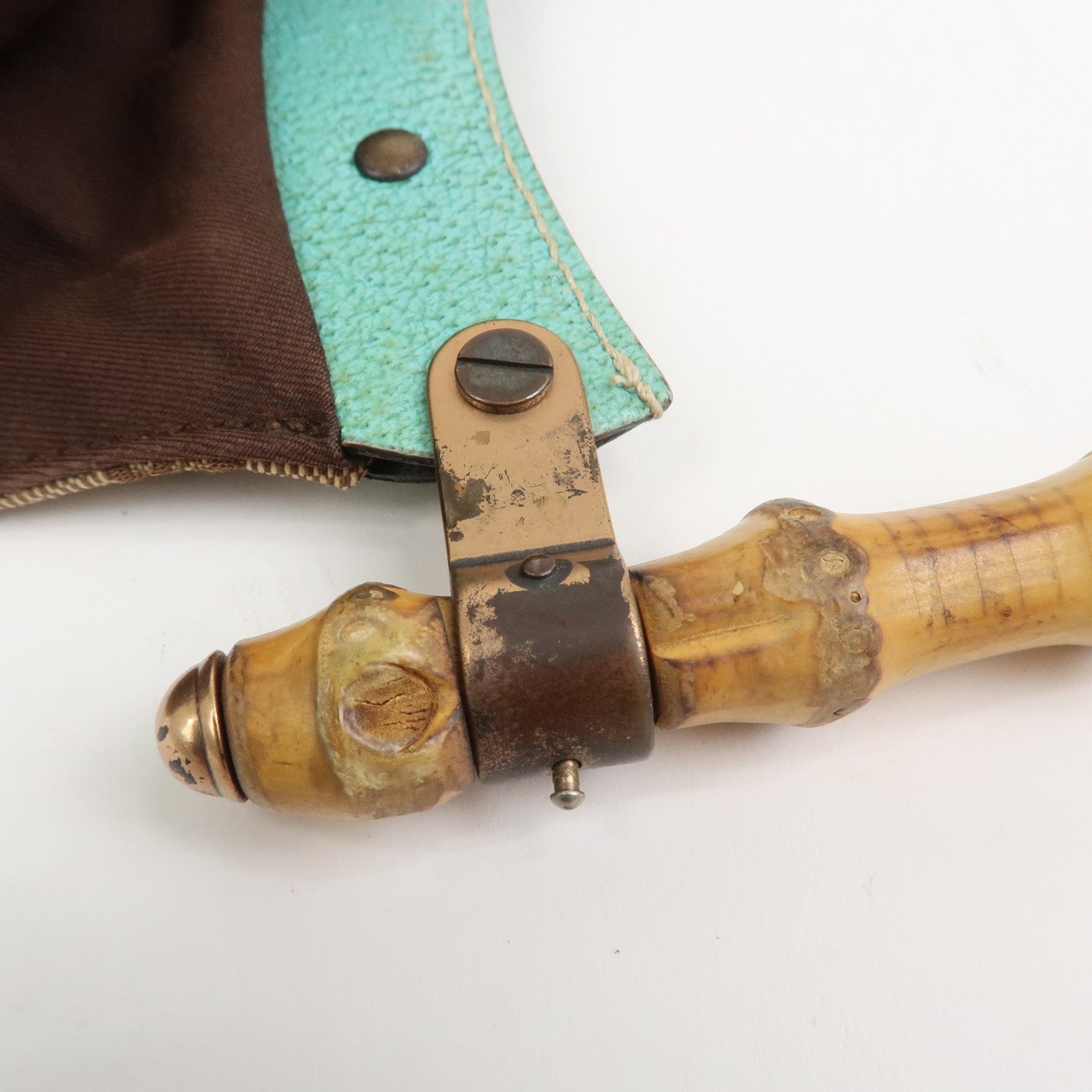 GUCCI Bamboo GG Canvas Leather Shoulder Bag Hand Bag Beige 124293