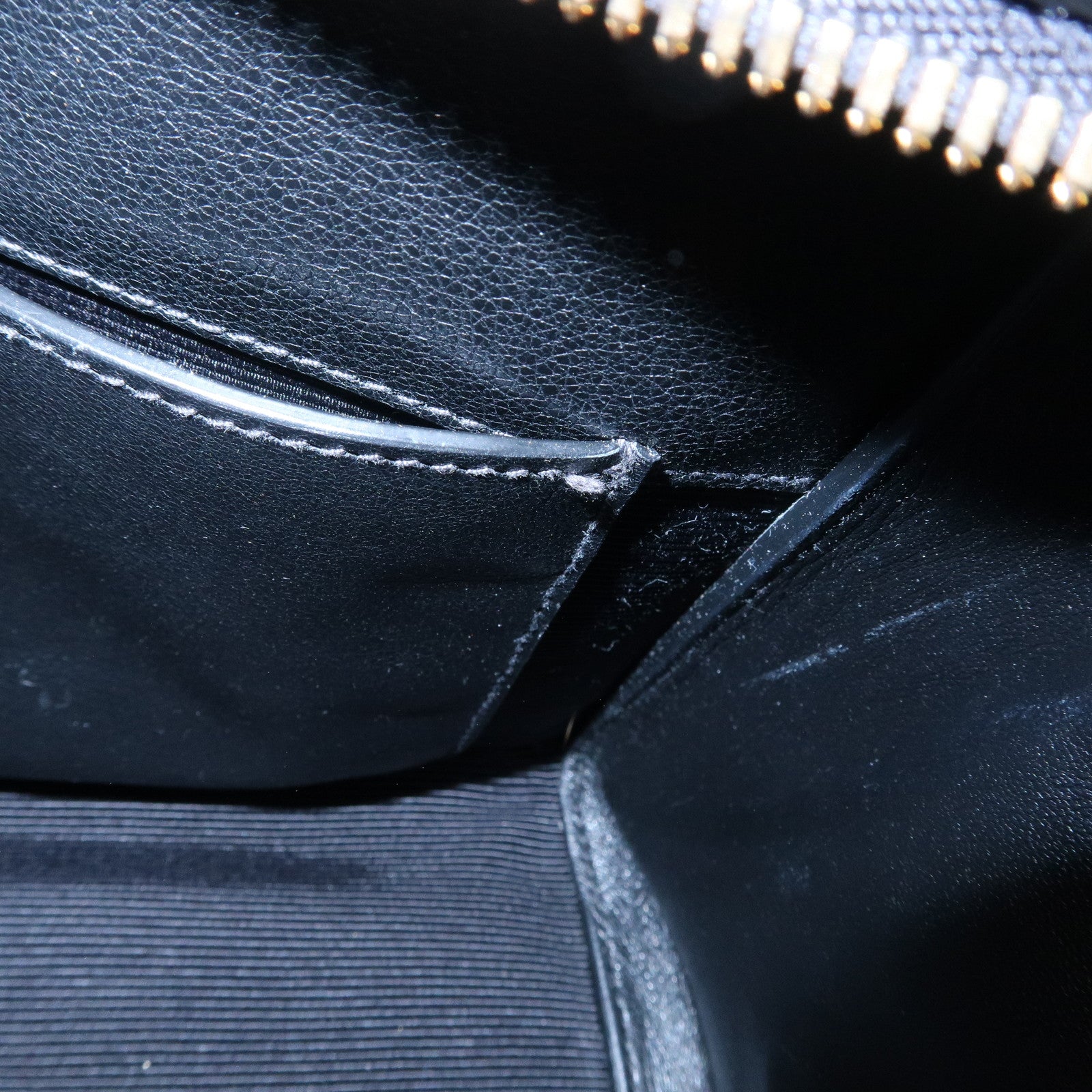 PRADA Leather 2Way Bag Hand Bag Black Gold Hardware Used