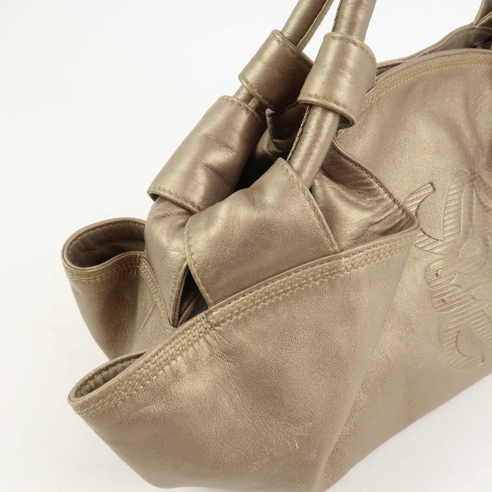 LOEWE Anagram Logo Nappa Aire Nappa Leather Hand Bag Gold