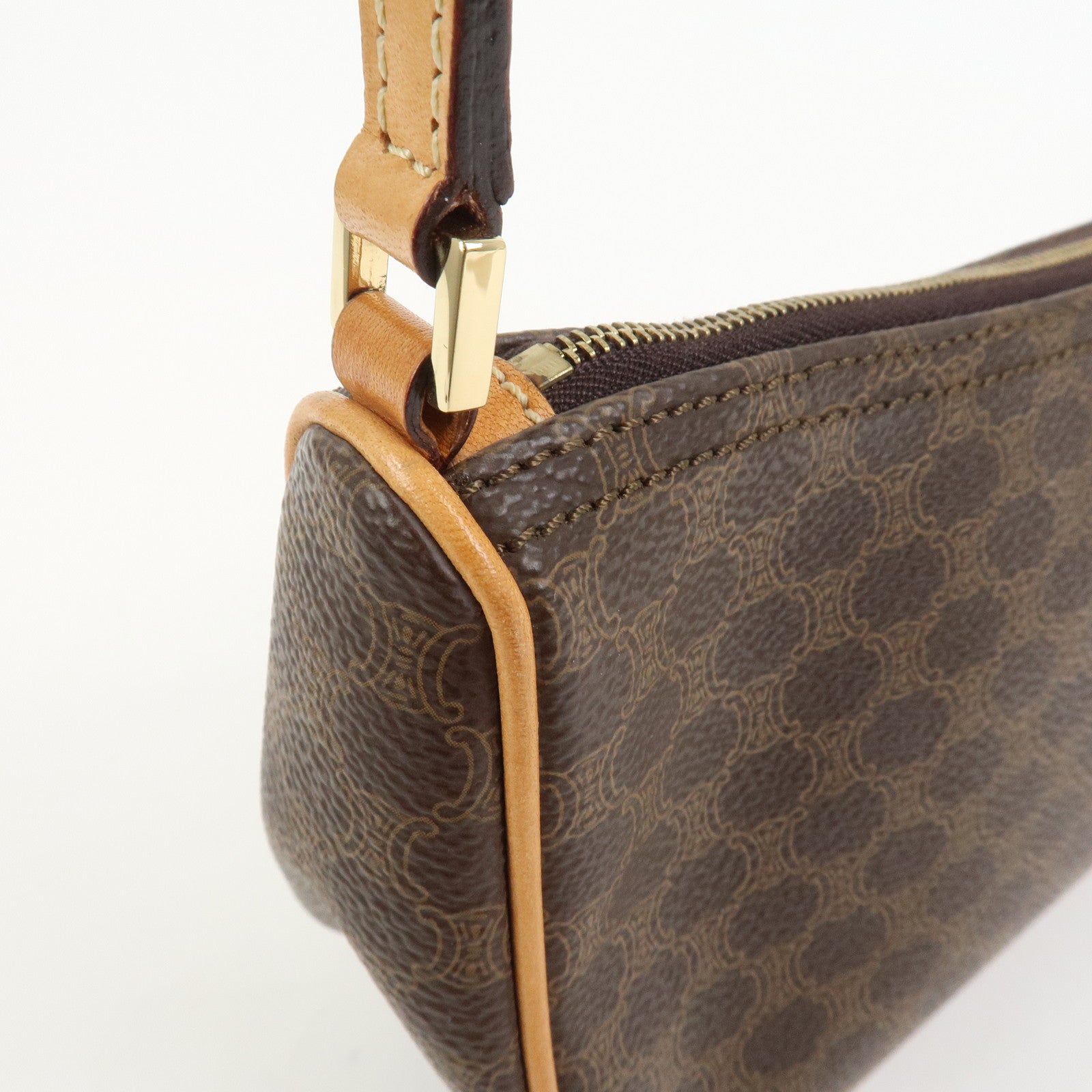 CELINE Macadam Logo PVC Leather Shoulder Bag Hand Bag Brown