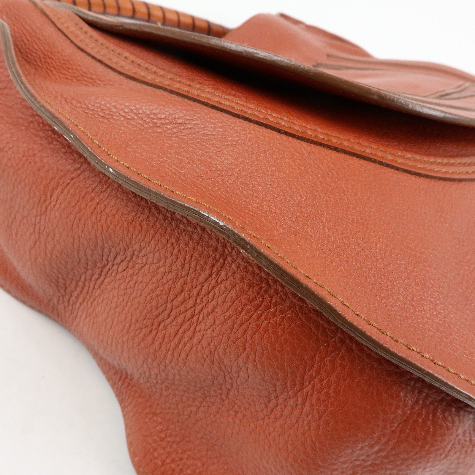 Chloe Marcie Leather Shoulder Bag Tote Bag Red Brown