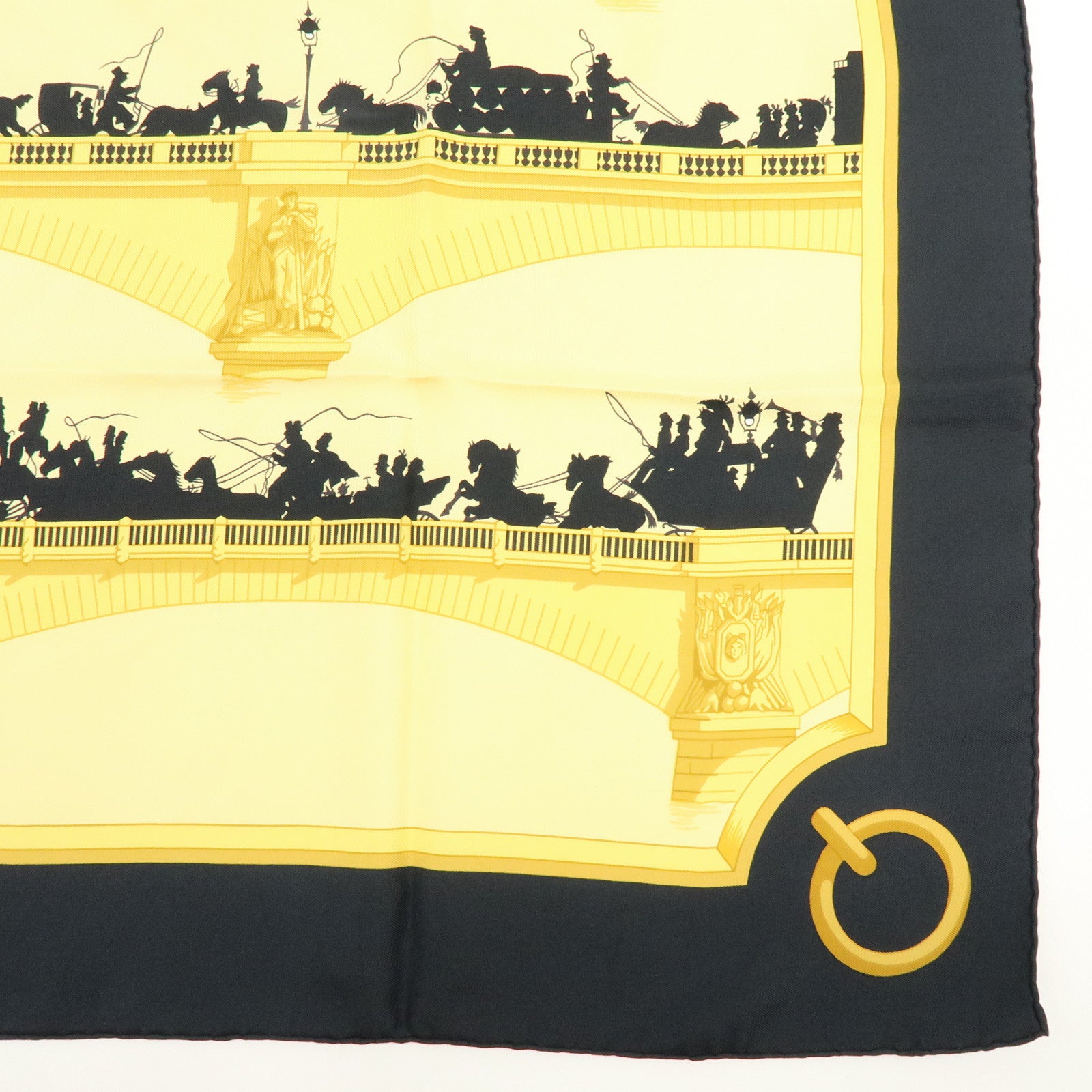 HERMES Carre 90 100% Silk LES PONTS DE PARIS Scarf Moss Green