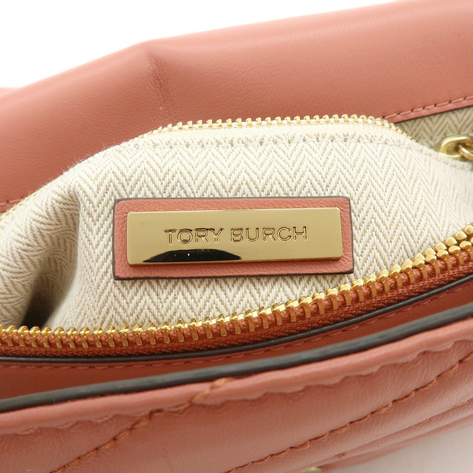 TORY BURCH Double T Kira Leather Chain Shoulder Bag Hand Bag Pink