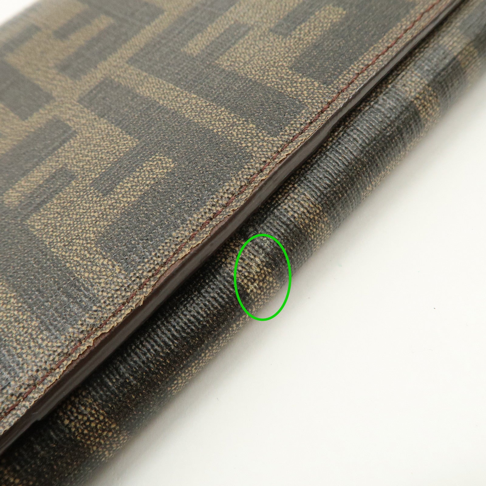 FENDI Zucca PVC Leather Bi-fold Long Wallet Black Brown 8M0000 Used