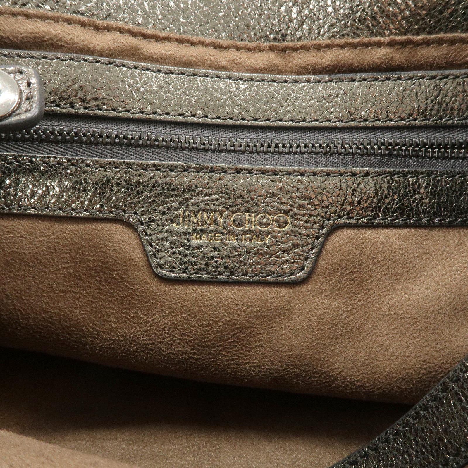 JIMMY CHOO Sophia Studs Leather Tote Bag Shoulder Bag Silver