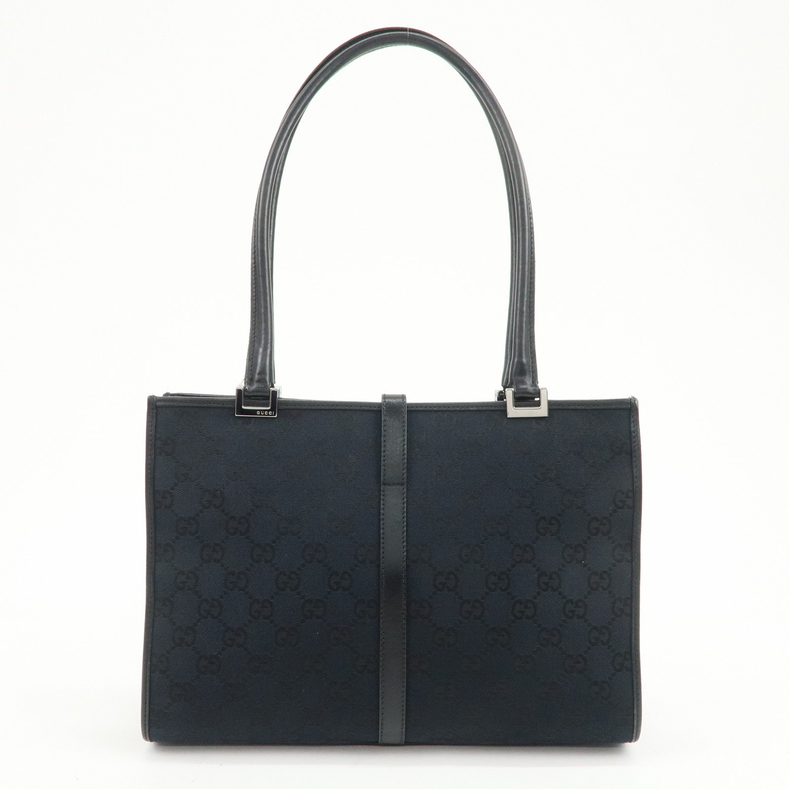 GUCCI Jackie GG Monogram Canvas Leather Shoulder Bag Black 002・1073