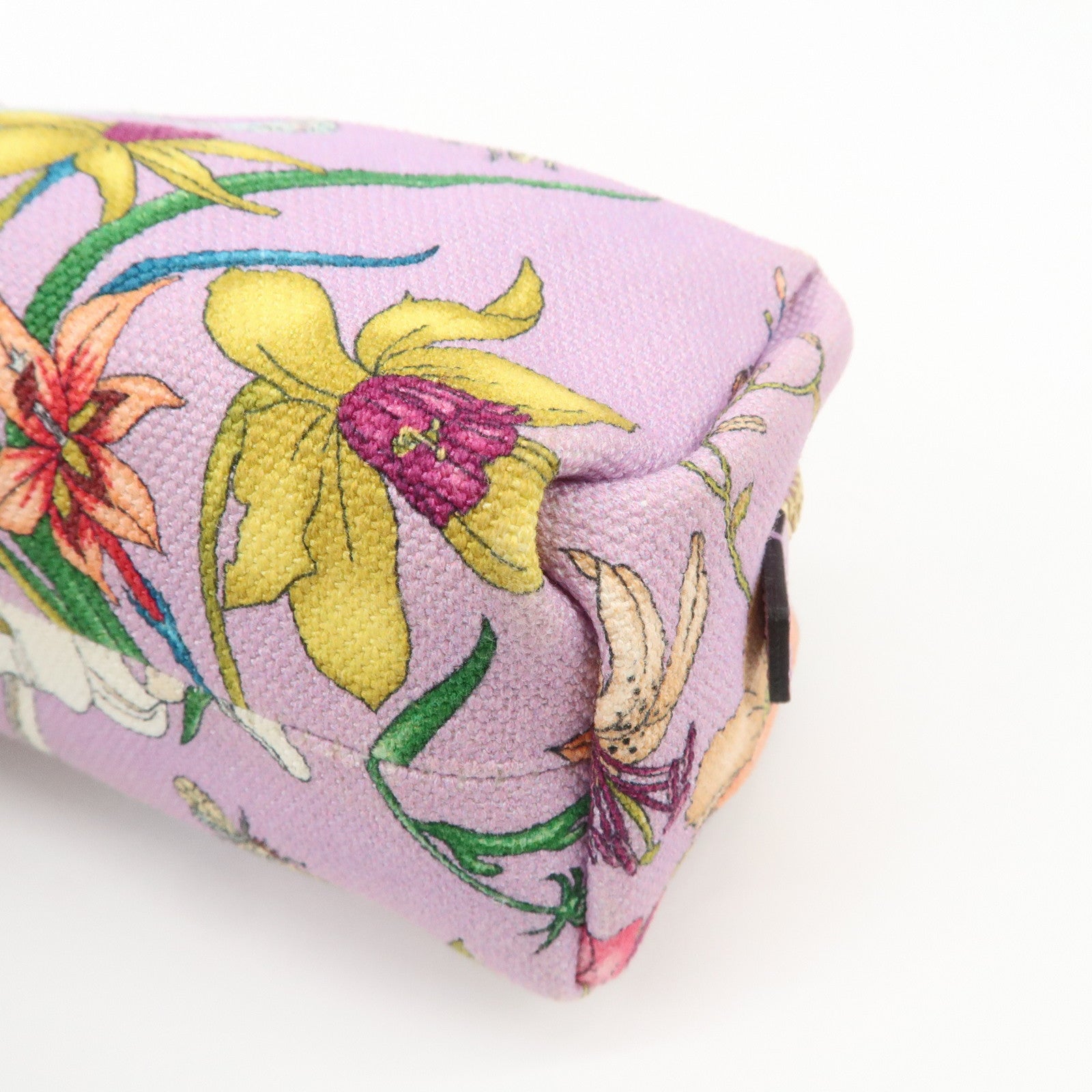 GUCCI GG Marmont Canvas Leather Pouch Flower Purple 577355