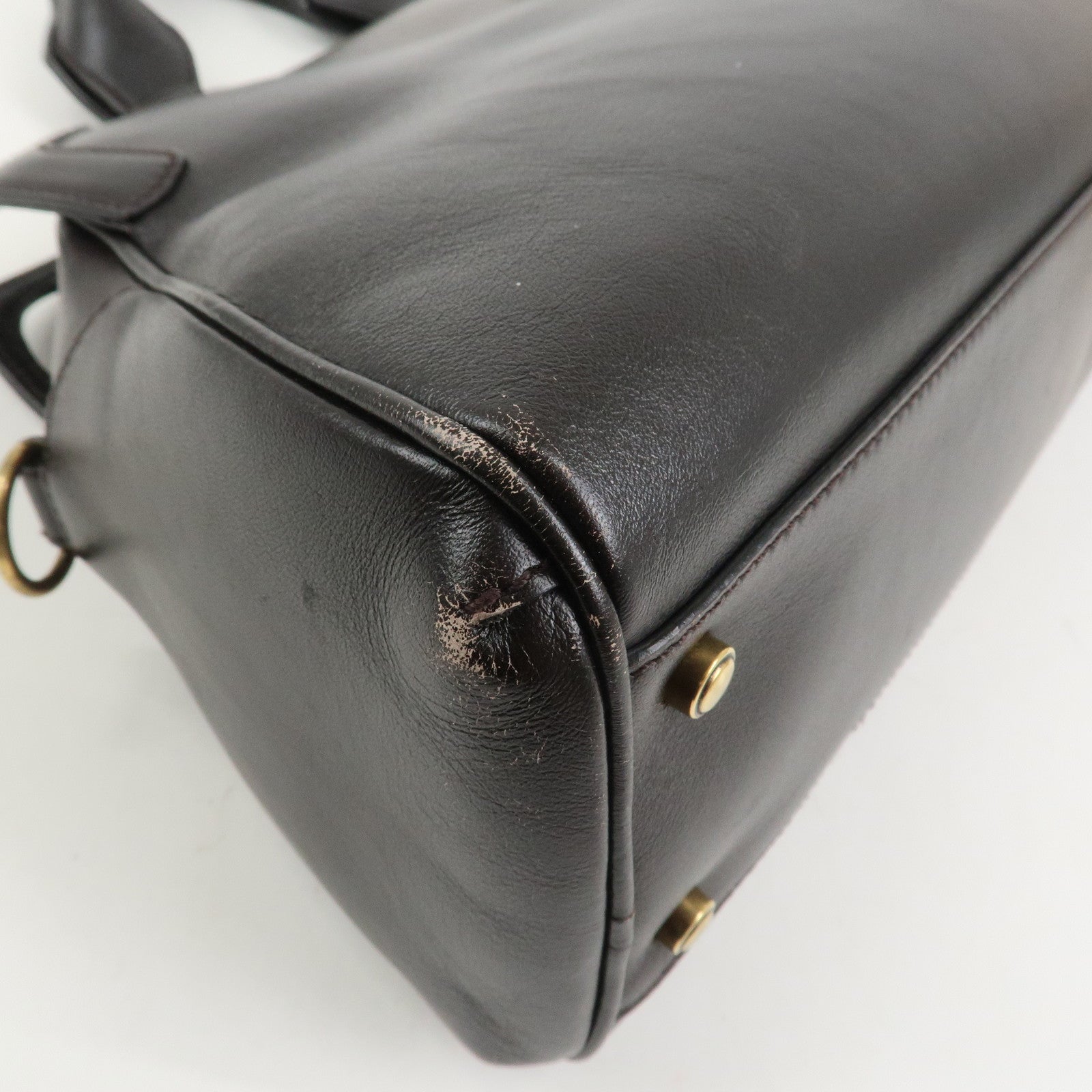 Cartier Marcello de Cartier Leather Hand Bag Dark Brown