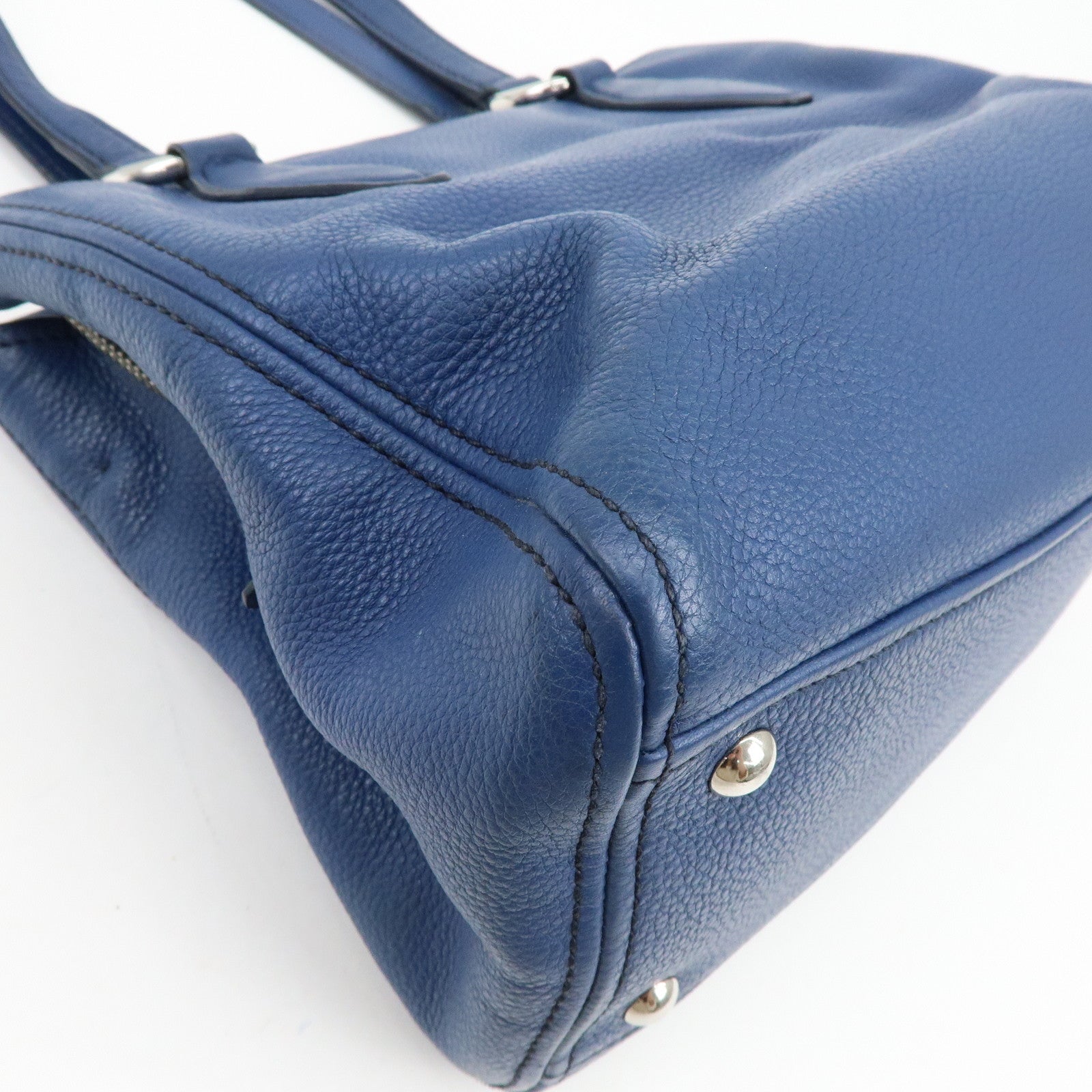 MIU MIU Madras Leather 2Way Bag Hand Bag Shoulder Bag Blue
