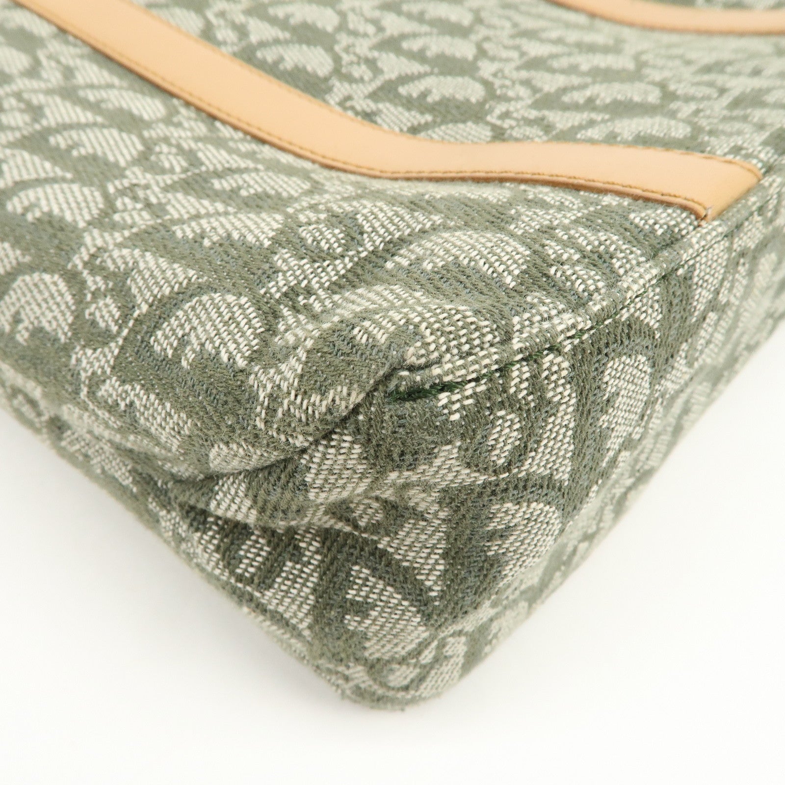 Christian Dior Trotter CH Jacquard Canvas Tote Bag Hand Bag Green