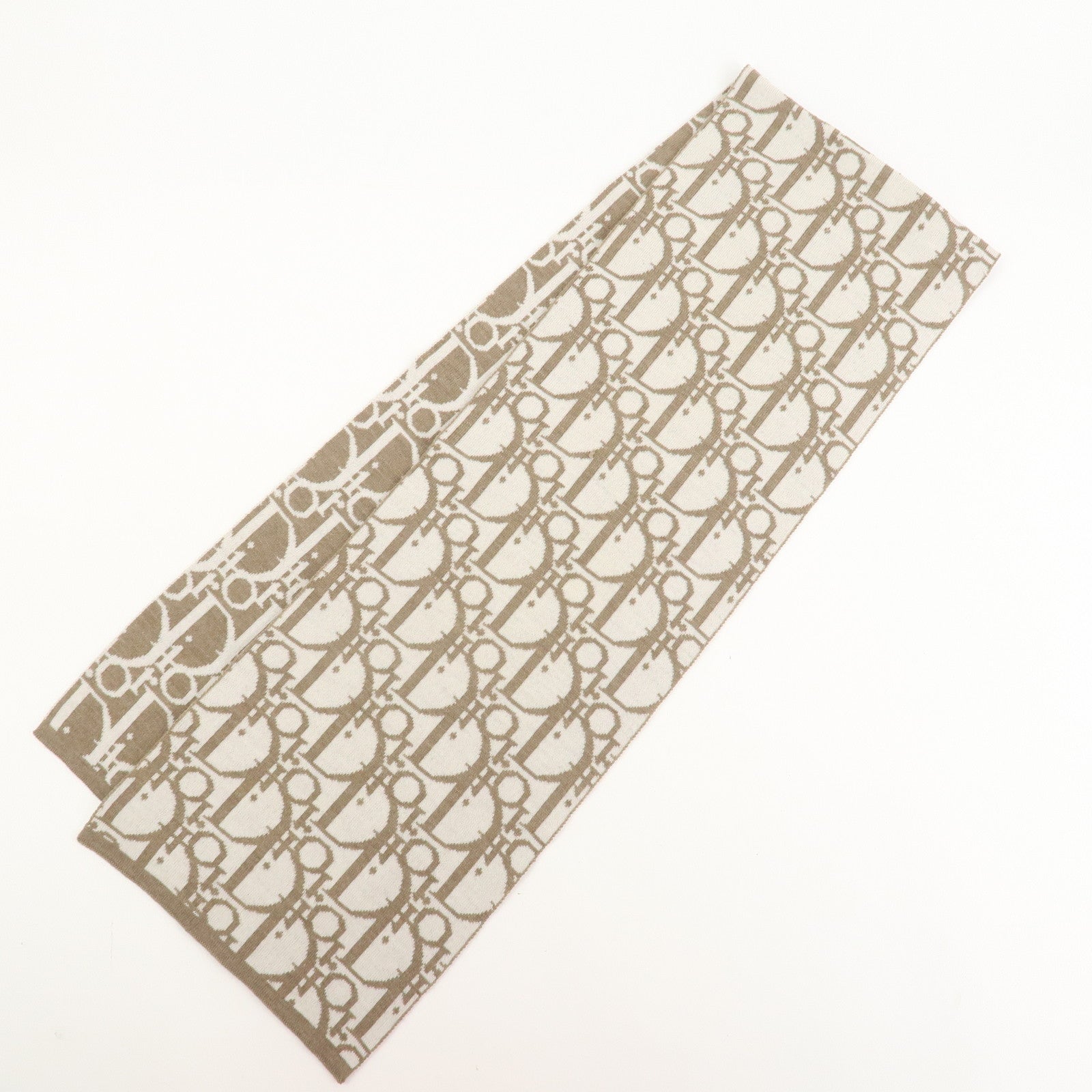 Christian Dior Trotter Wool 100% Scarf Shawl Brown