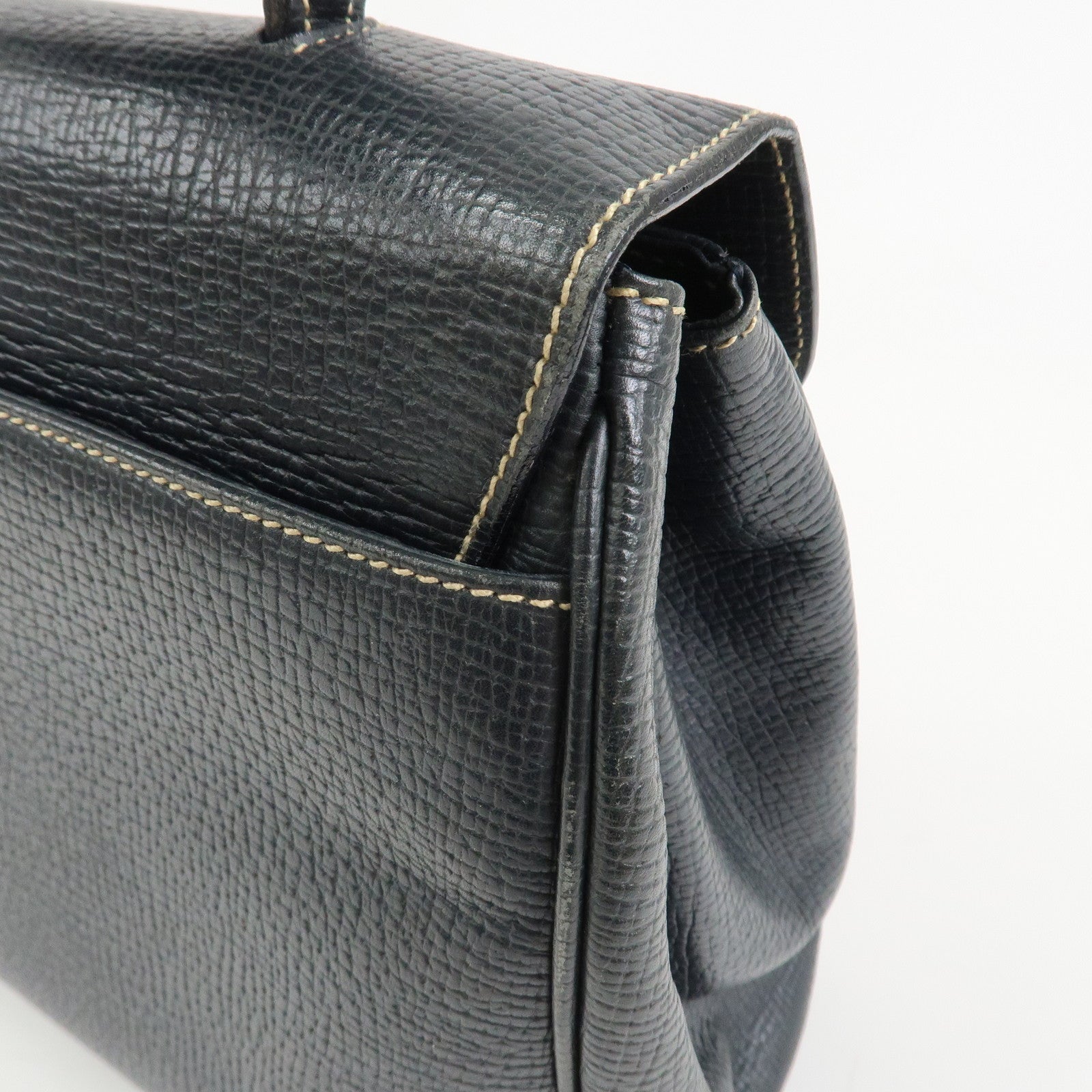 LOEWE Leather 2Way Bag Hand Bag Shoulder Bag Dark Navy