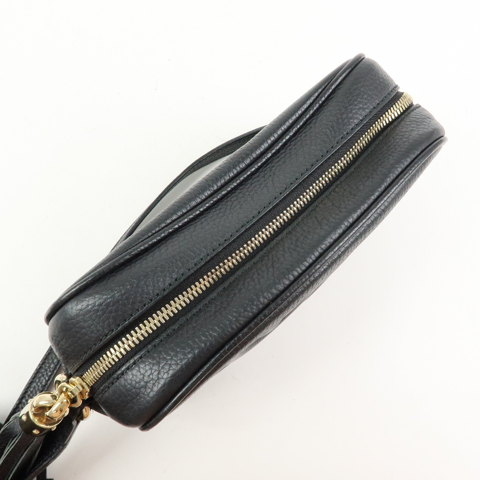 GUCCI SOHO Interlocking G Leather Shoulder Bag Black 308364