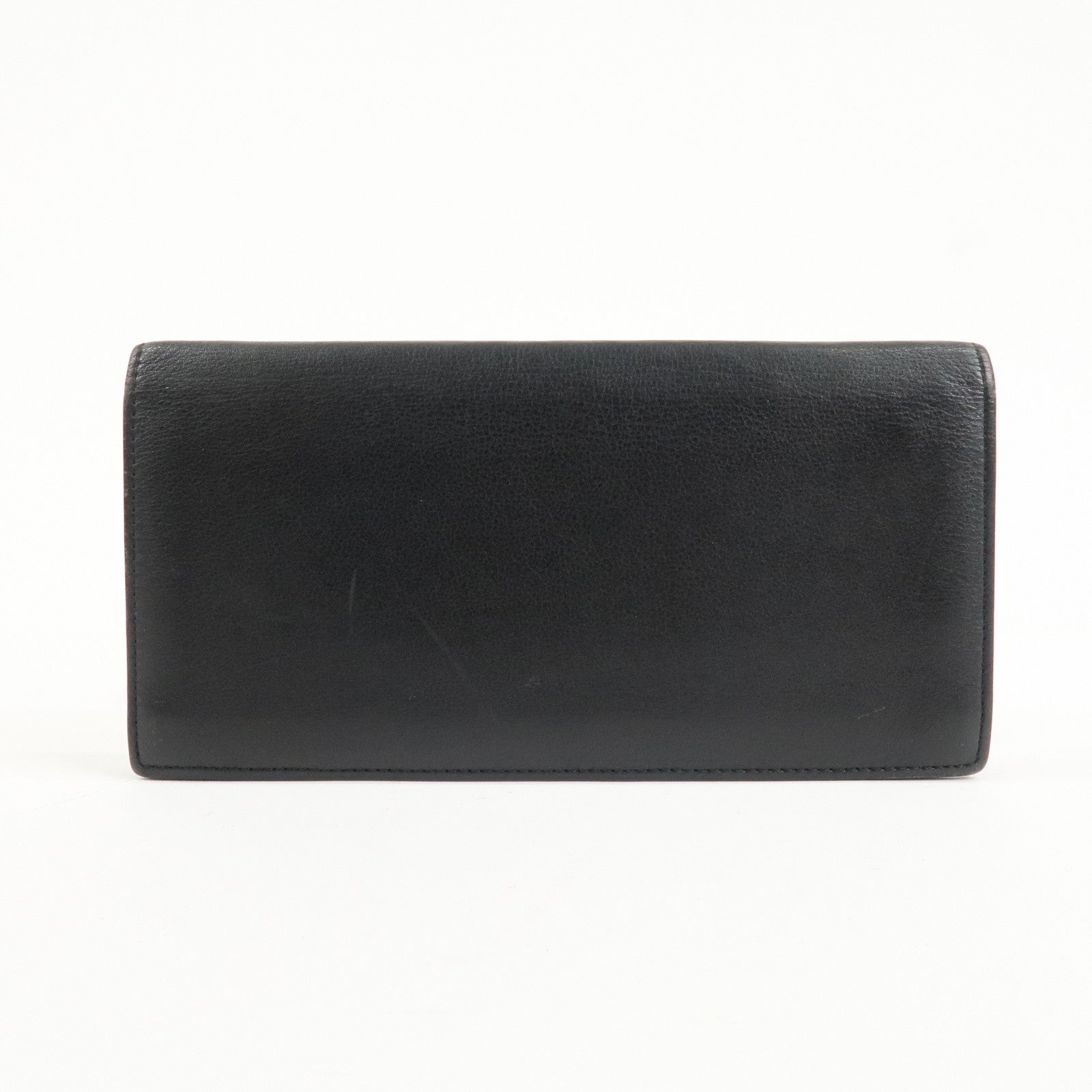 Cartier Leather Bi-fold Long Wallet Silver HDW Black Bordeaux Used