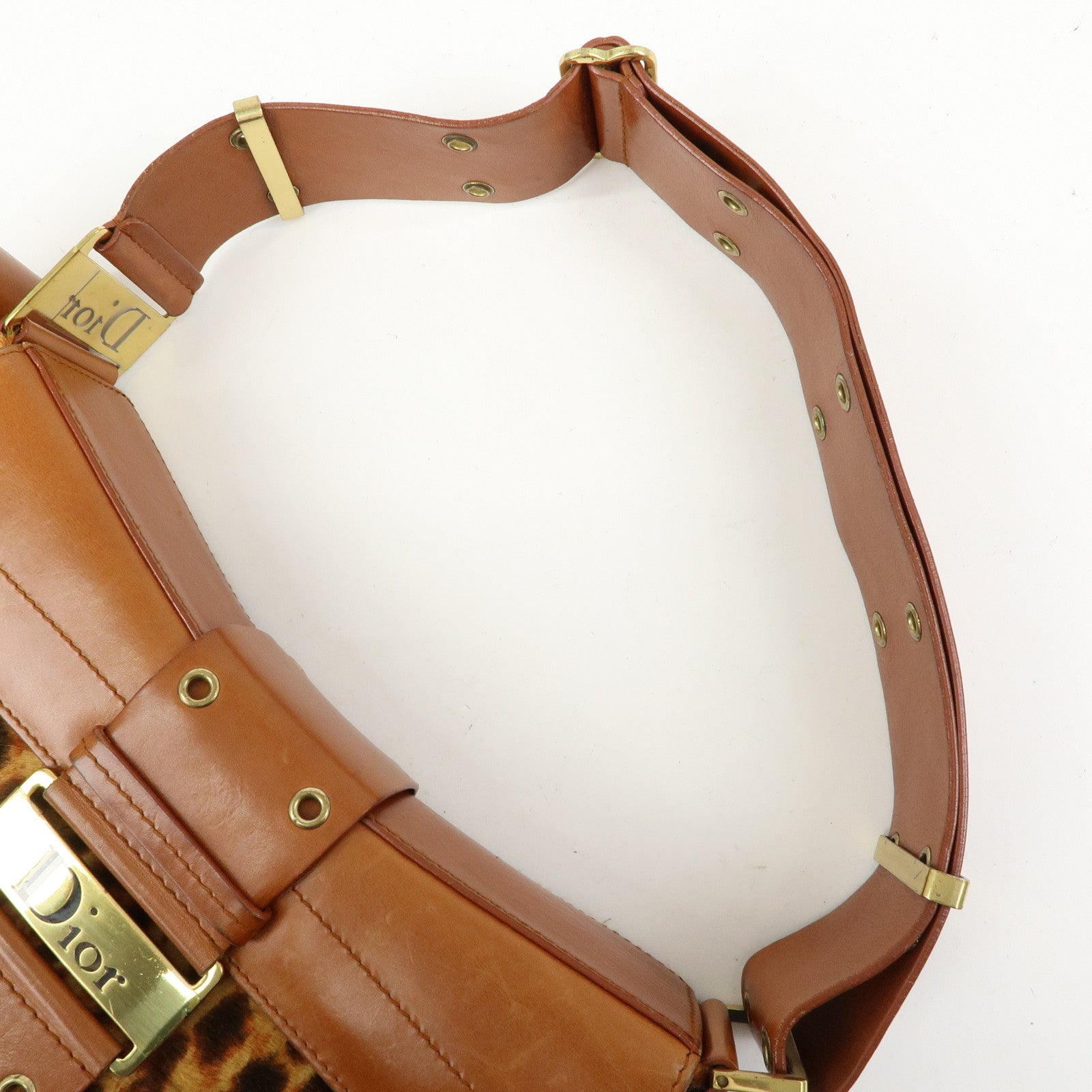 Christian Dior Street Chic Unborn Calf Leather Hand Bag Leopard