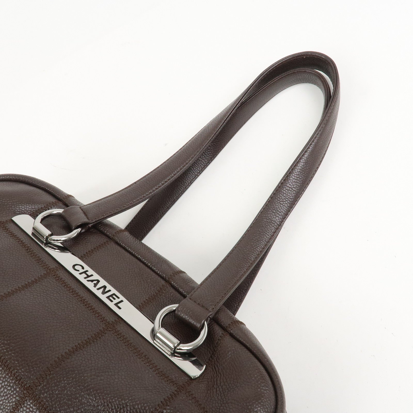 CHANEL Chocolate Bar Caviarskin Boston Bag Shoulder Bag Brown A26135