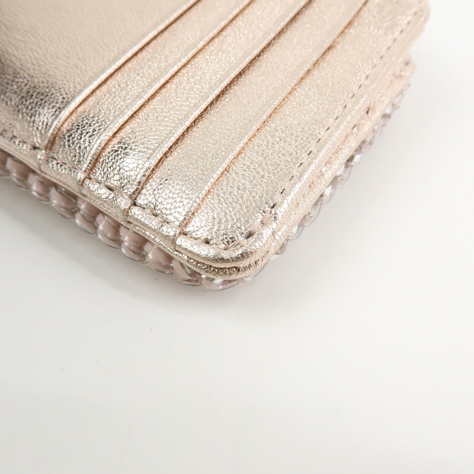 ANTEPRIMA Miss Clio PearlⅡPVC Wire Compact Wallet Metallic Pink