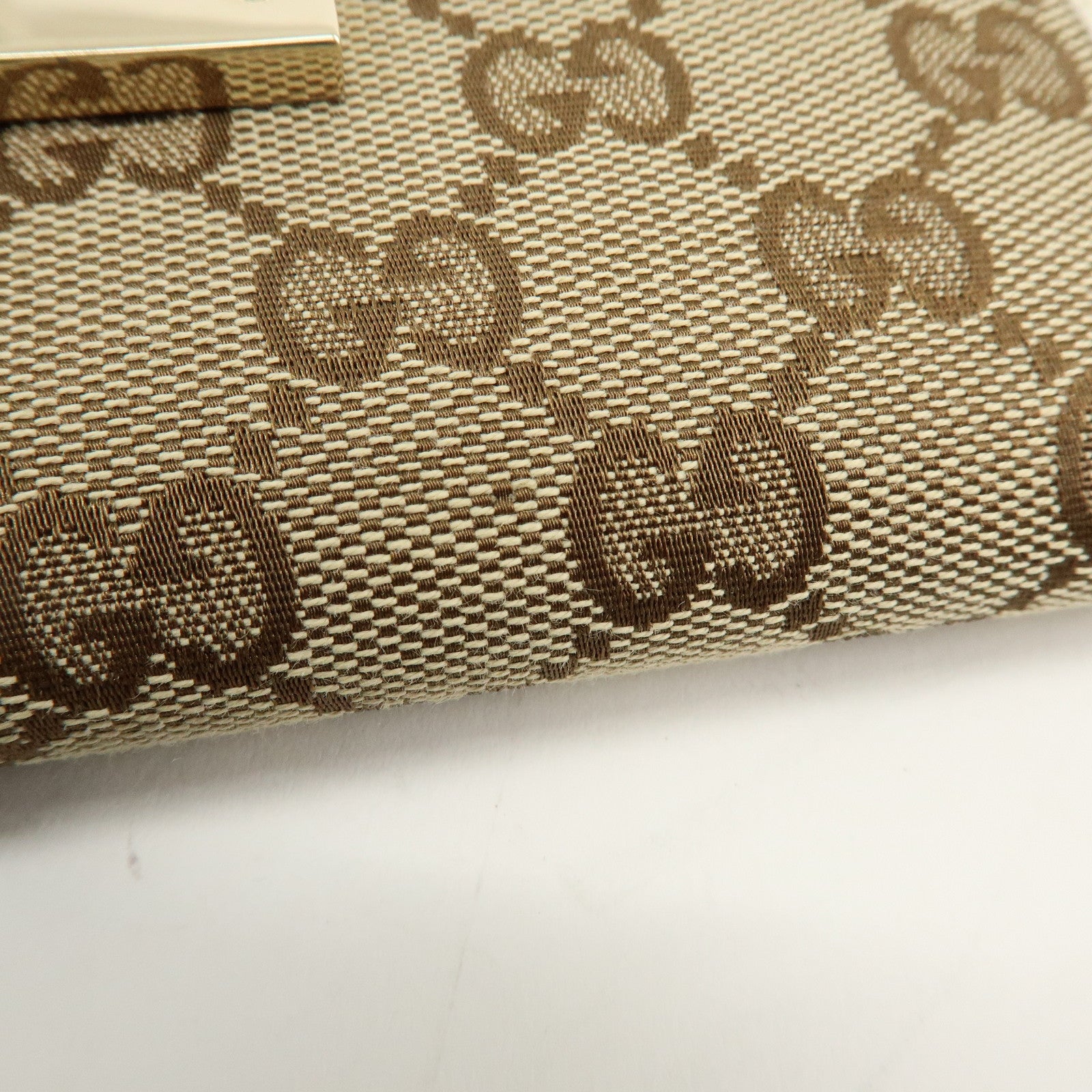 GUCCI Sherry GG Canvas Leather Long Wallet Continental Wallet Beige