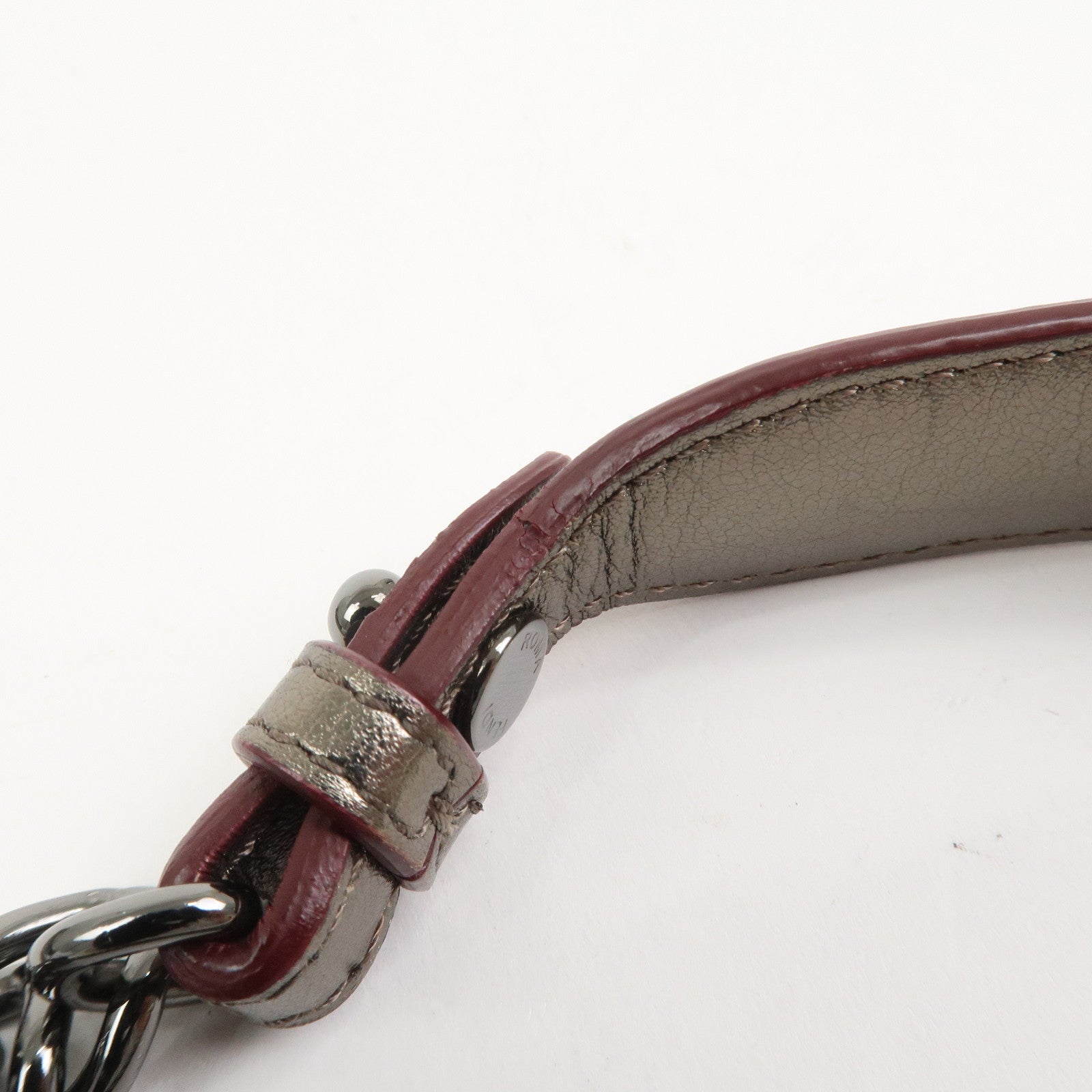 FENDI Mini Kan I Leather Chain Shoulder Bag Metallic Gray 8M0381