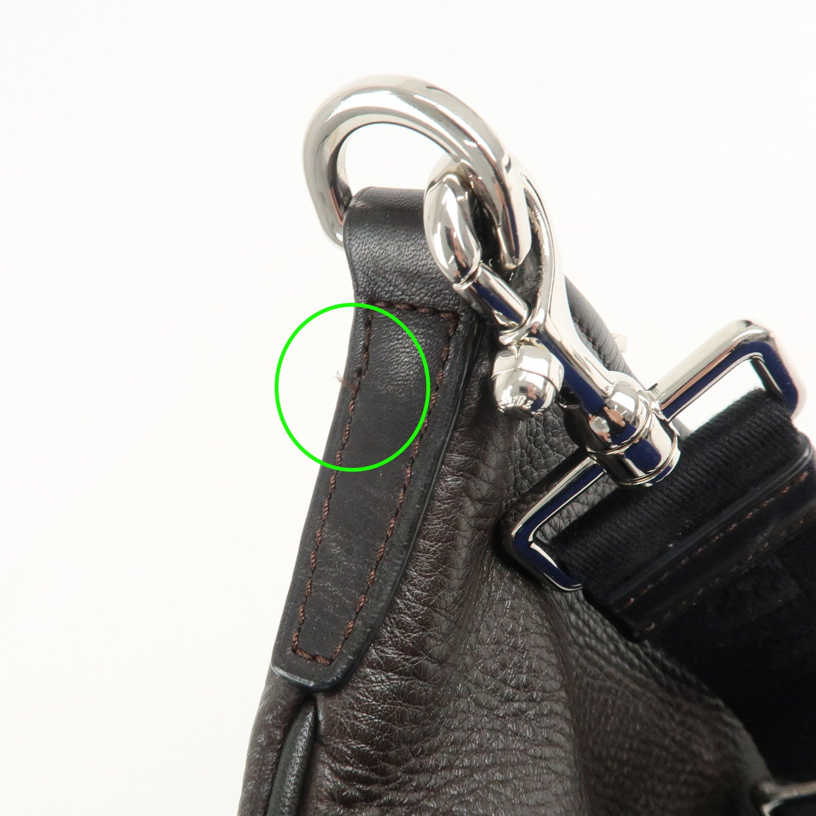 LOEWE Anagram Leather Shoulder Bag Dark Brown Used