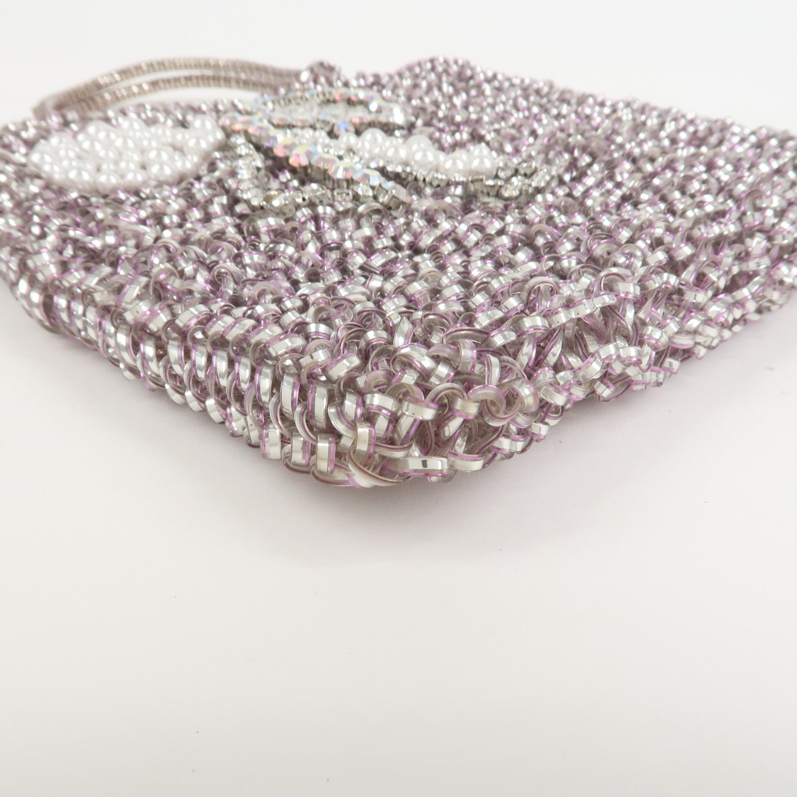 ANTEPRIMA PVC Wire Rhinestone Hand Bag Ribbon Pink