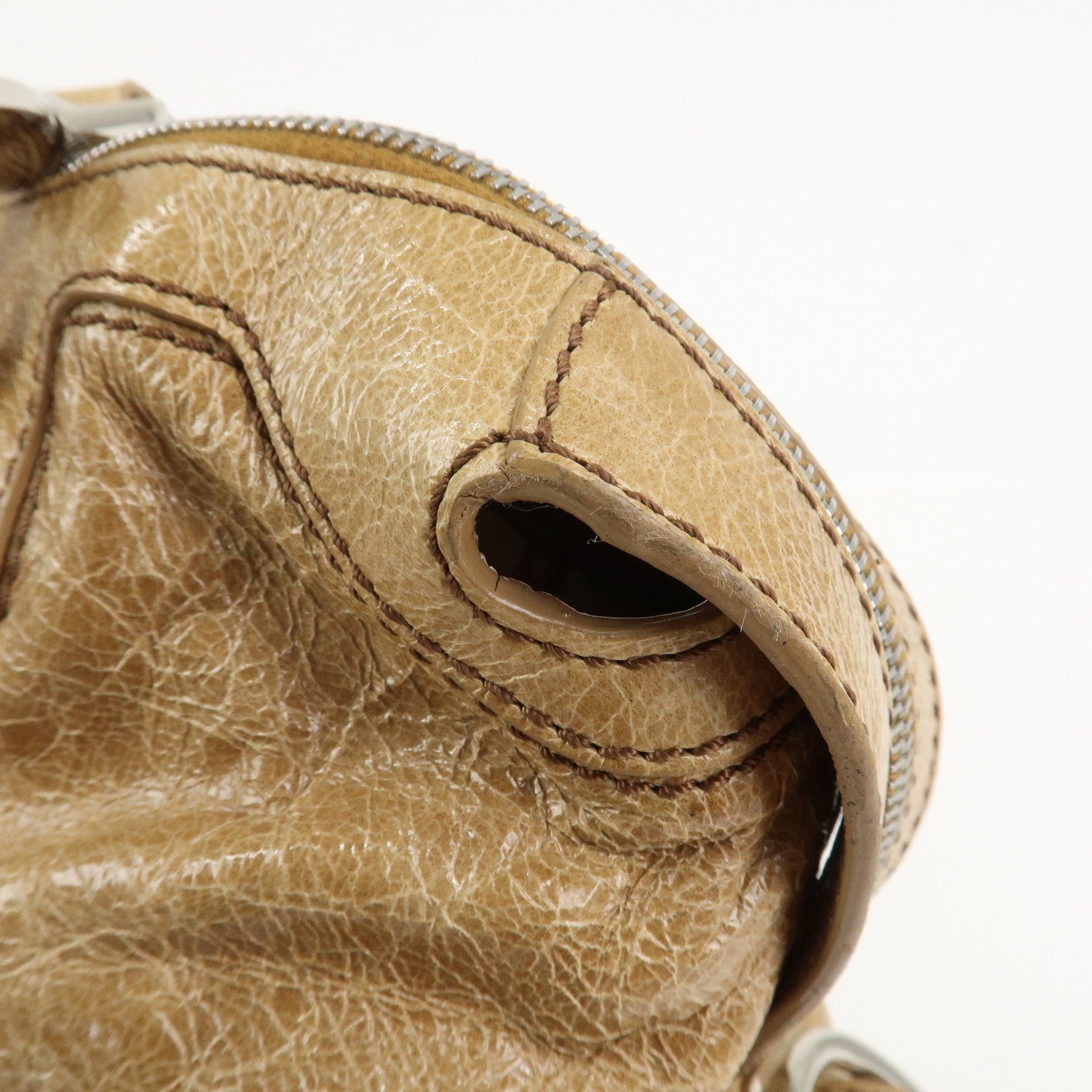 CELINE Macadam Patent Leather Shoulder Bag Tote Bag Light Brown