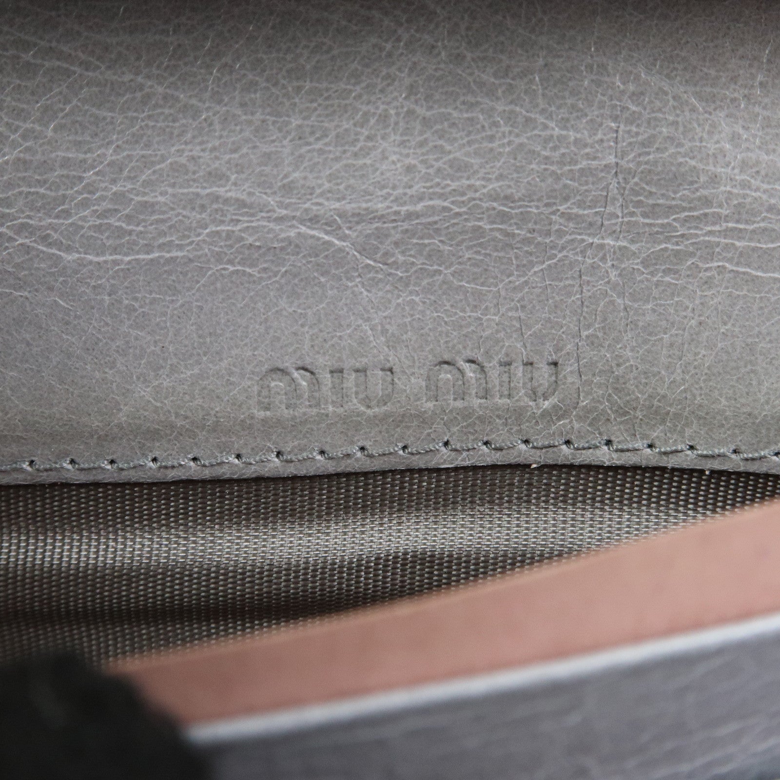 MIU MIU Vitello Shine Fur Flap Long Wallet Gray 5MH109