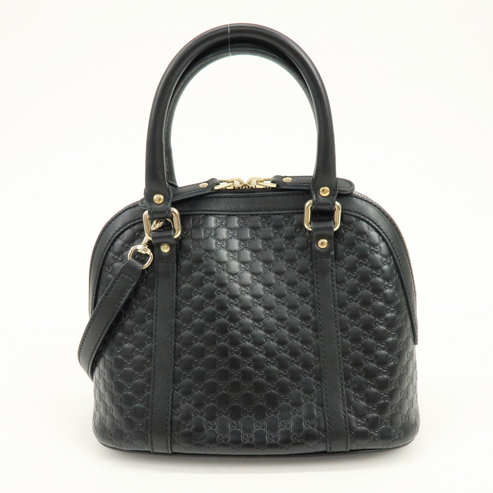 GUCCI Microguccissima Leather 2Way Bag Hand Bag Black 449654